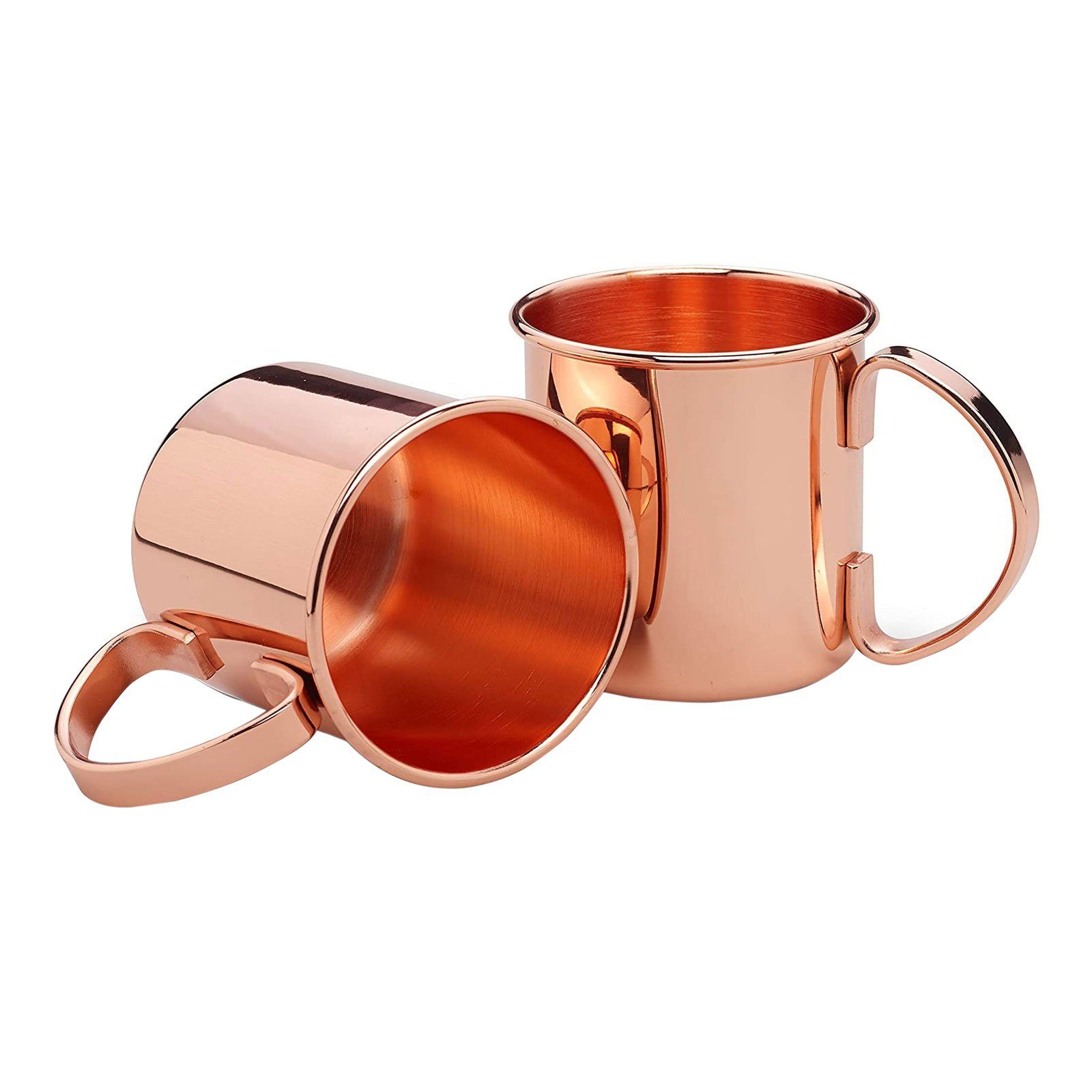 ECHTWERK Glas Moscow Mule Kupferbecher 2er Set, 2-tlg., Edelstahl, Cocktail-Set, Cocktailgläser, Geschenkset, 450 ml