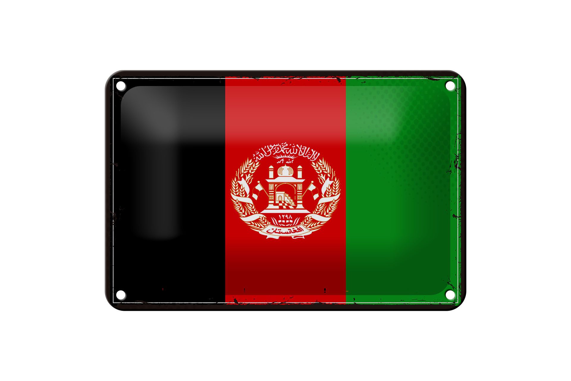 Femer GmbH Metallschild Flagge Afghanistans 18x12cm Retro Afghanistan, (1 St), gewölbte Oberfläche, abgerundete Ecken, umgeschlagene Kanten