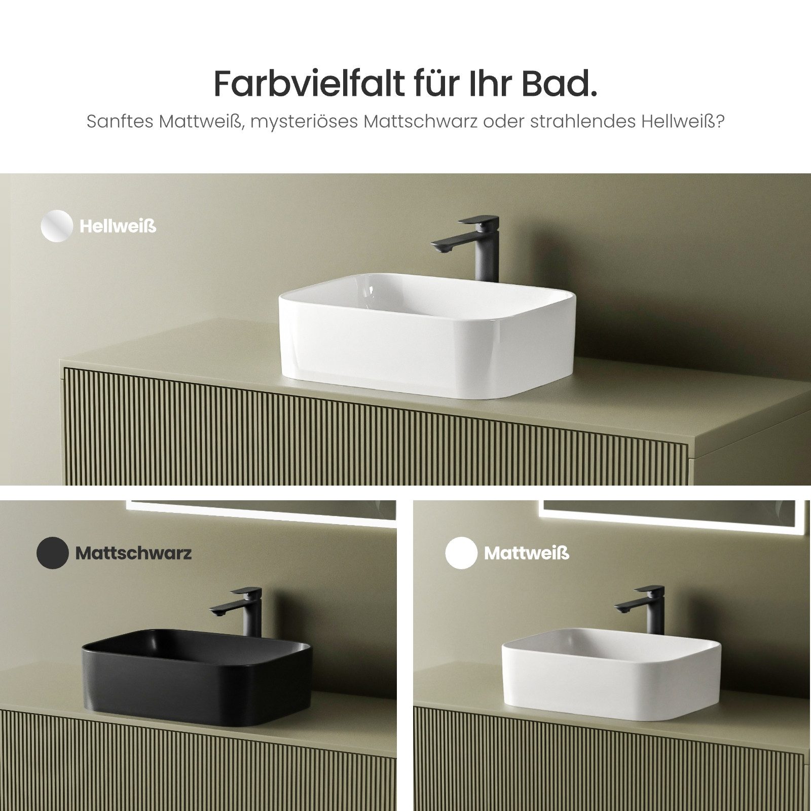 EMKE Aufsatzwaschbecken Eckiger Waschbecken Keramik Waschbecken günstig online kaufen