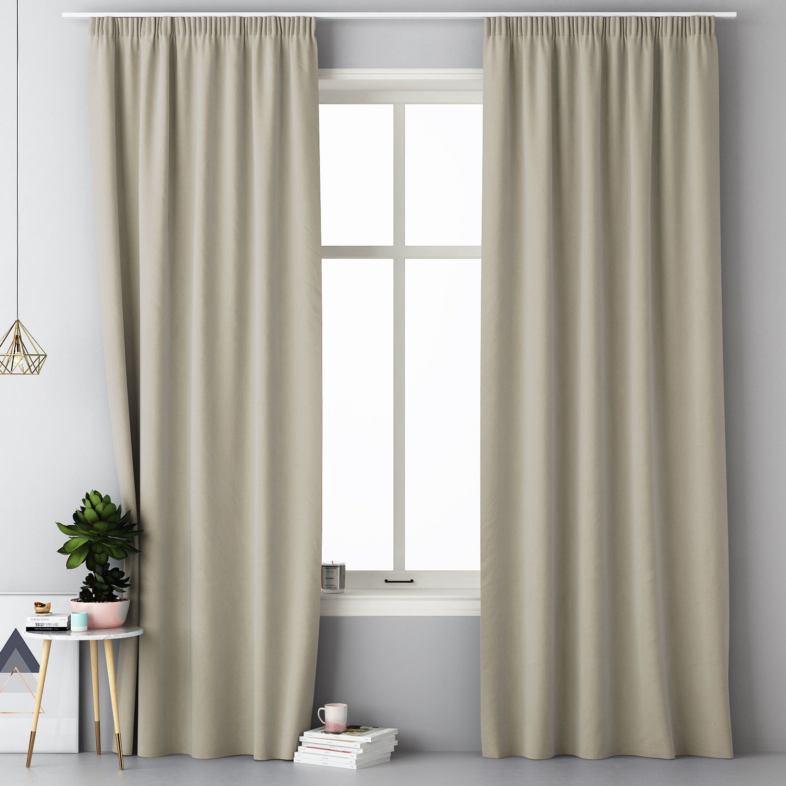 in Beige, JEMIDI, Blickdichte 140x250cm, (2 2x 2er Vorhänge St) Set Vorhang