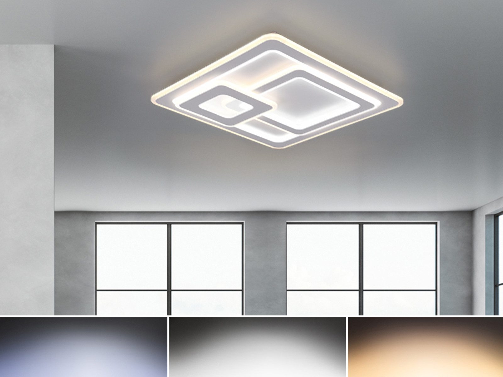 TRIO Leuchten LED Deckenleuchte leuchtstark mit 9.250 Lumen, 51cm, Dimmfunktion, LED fest integriert, Warmweiß, Neutralweiß, Tageslichtweiß, Große Tageslicht-Lampe flach mit Fernbedienung & Nachtlicht