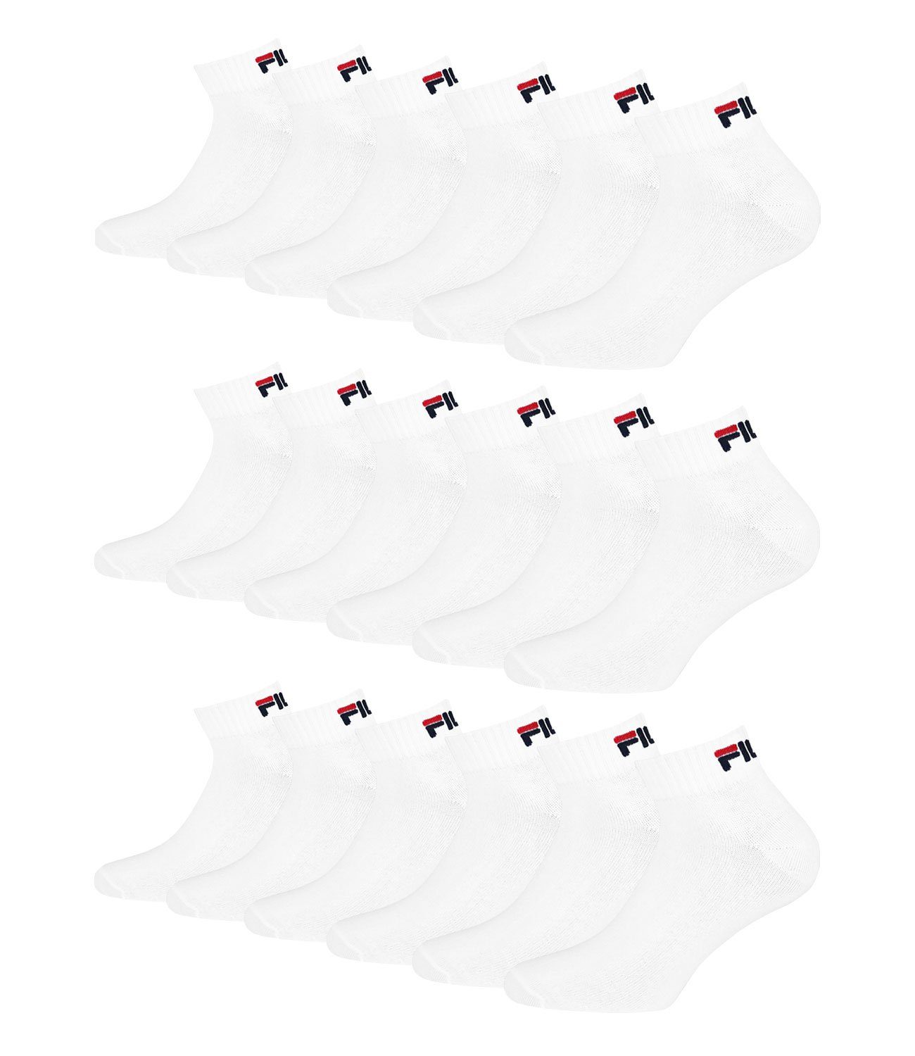 Fila 300 weichem white Rippbündchen Sportsocken mit (9-Paar) Quarter Socken