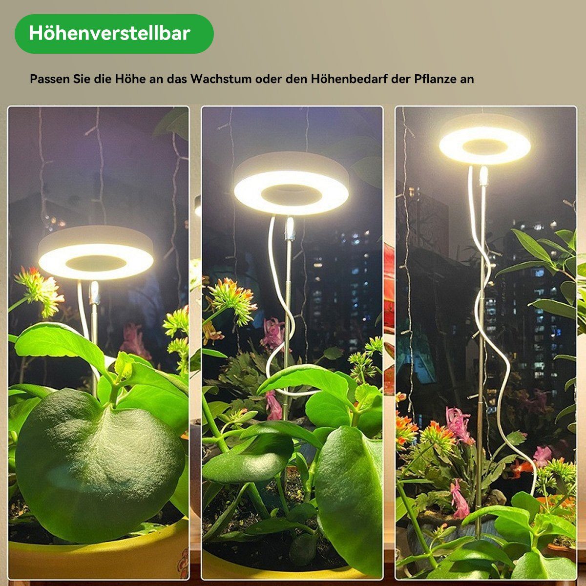 5W/15W Pflanzenlampe DOPWii mit Pflanzenlicht Modus, 3 9 Licht Helligkeitsstufen Weiss