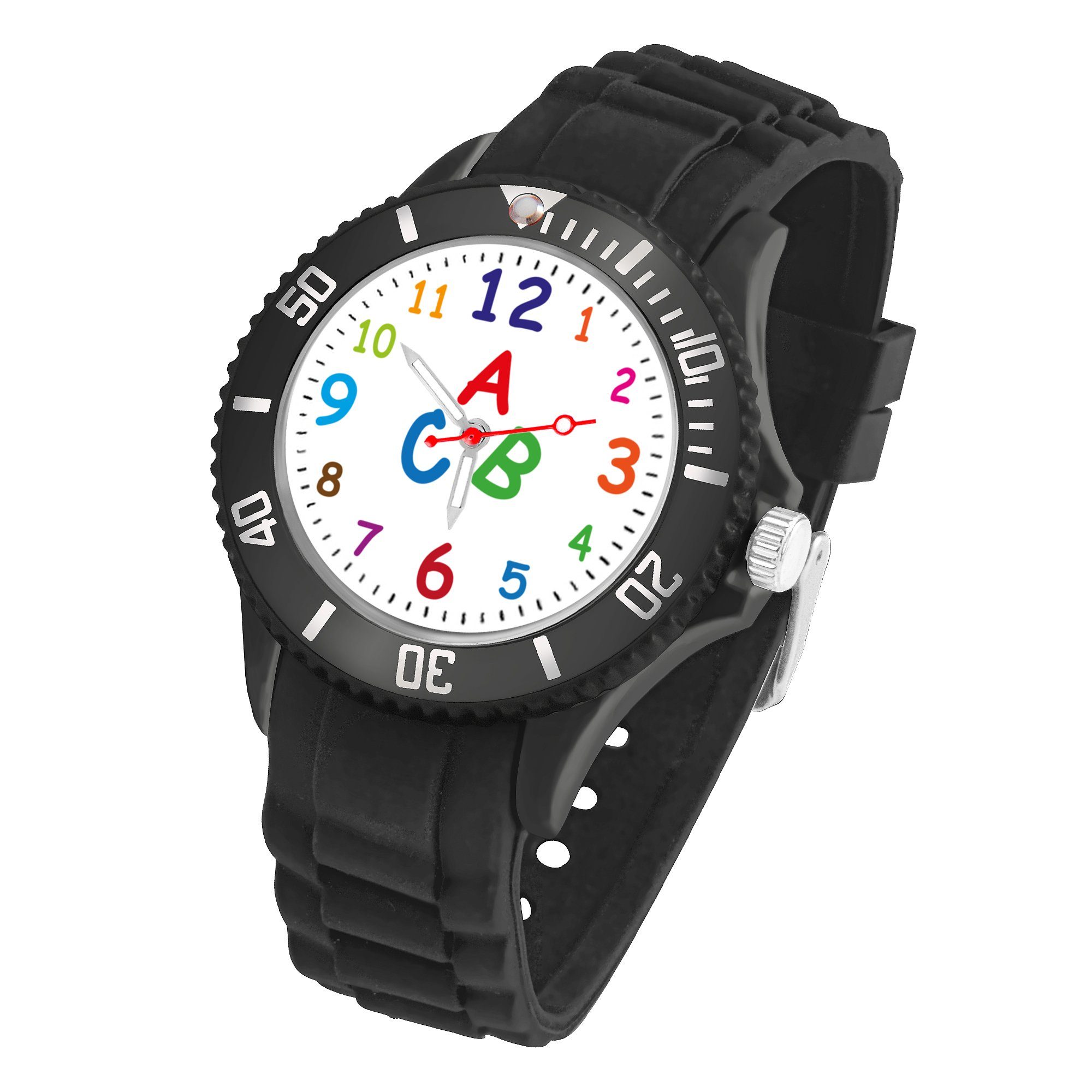 Taffstyle Quarzuhr Kinder Armbanduhr Silikon Lernuhr Zahlen Uhr, Bunte ABC Silikonuhr Farbige Sportuhr Kinderuhr 34mm Analog Quarz