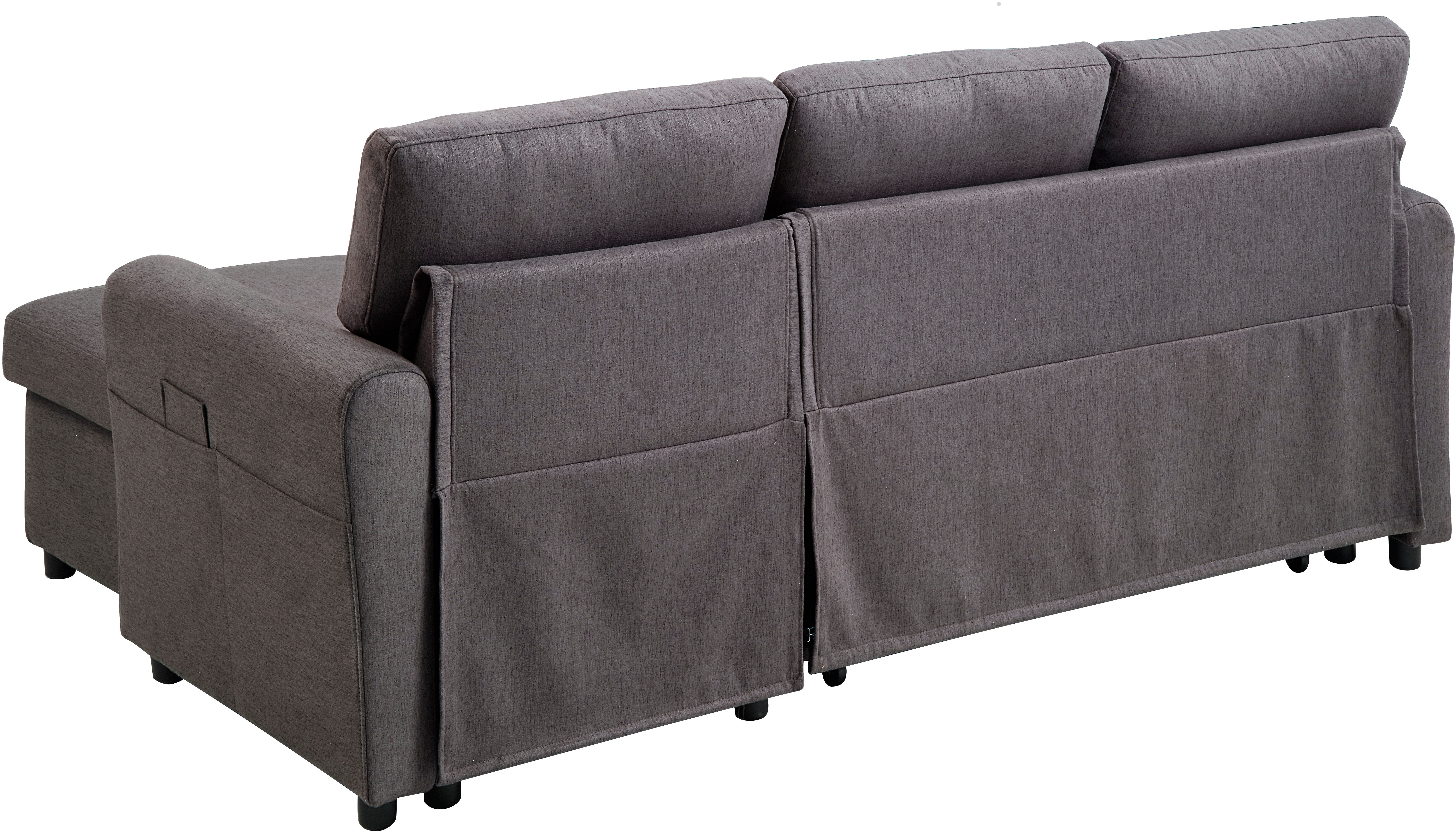 ATLANTIC home collection Schlafsofa Gustavo L-Form, B: 199 cm, mit Bettfunktion, Bettkasten & seitlichen Taschen