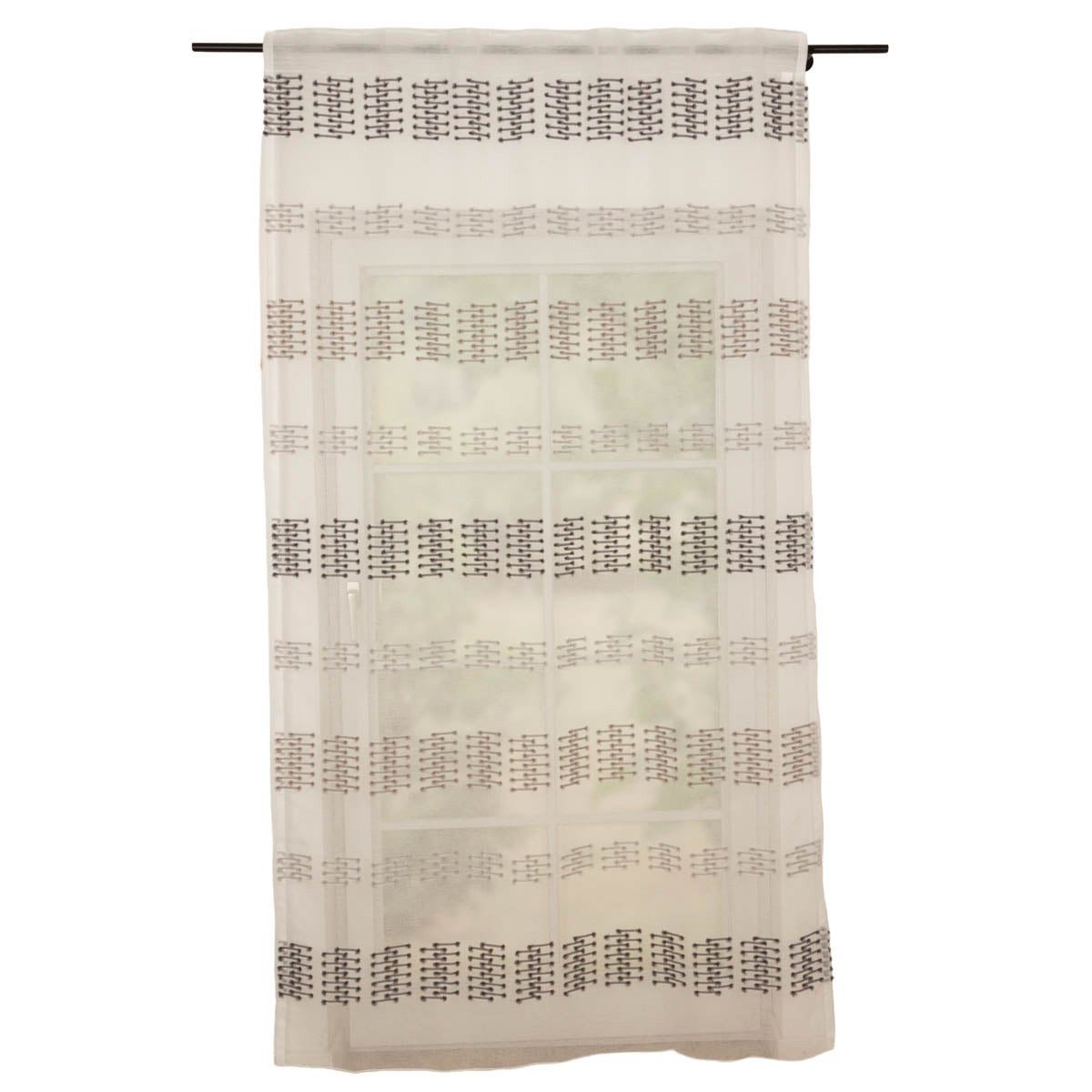 SCHÖNER LEBEN. Vorhang Vorhang Netzstruktur grau Schlaufenband 140x245 Meterware, leicht perforiert, Polyester, pflegeleicht