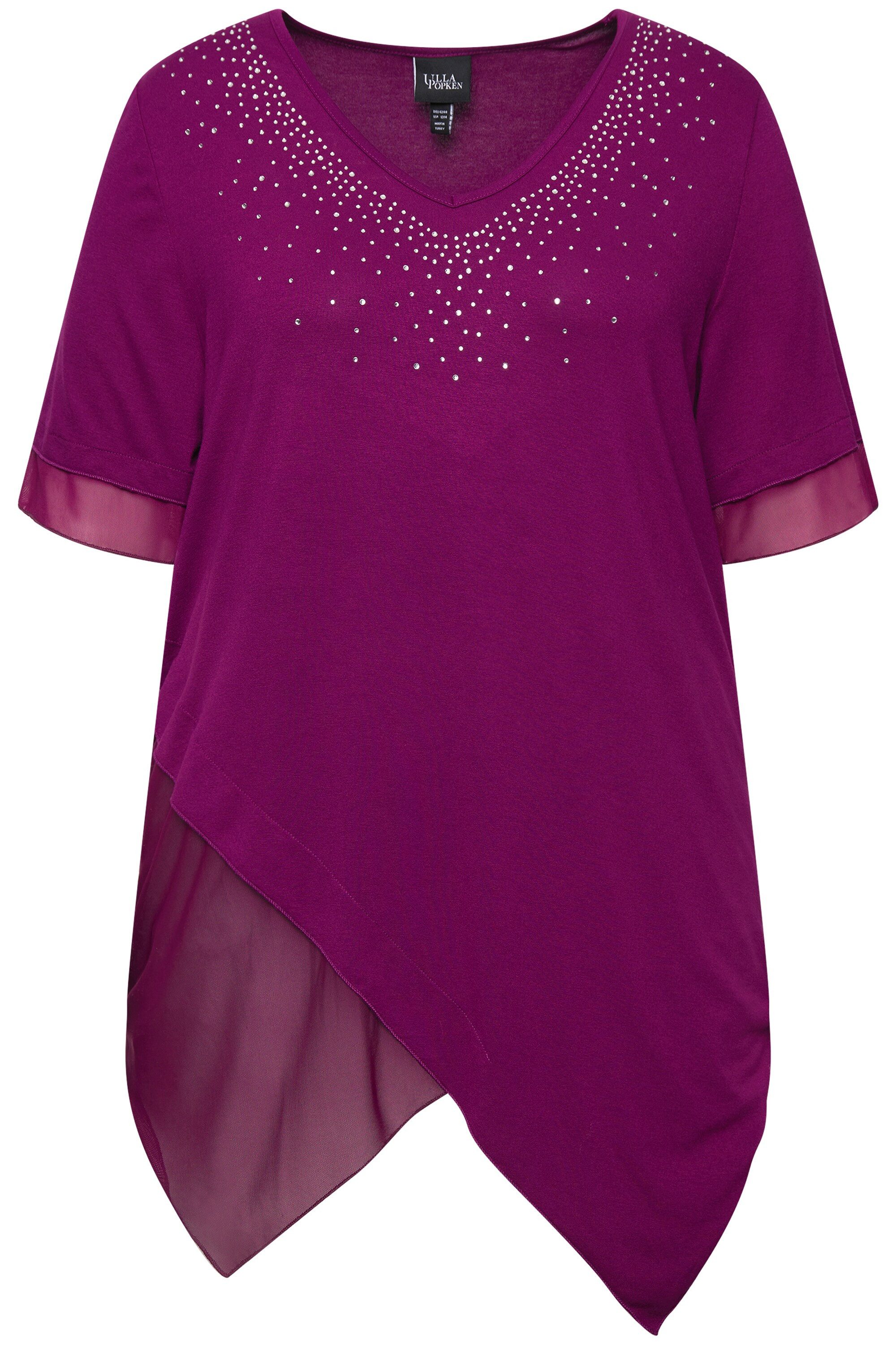 Ulla Popken Druckbluse Bluse Layering-Look Mesh/Jersey günstig online kaufen