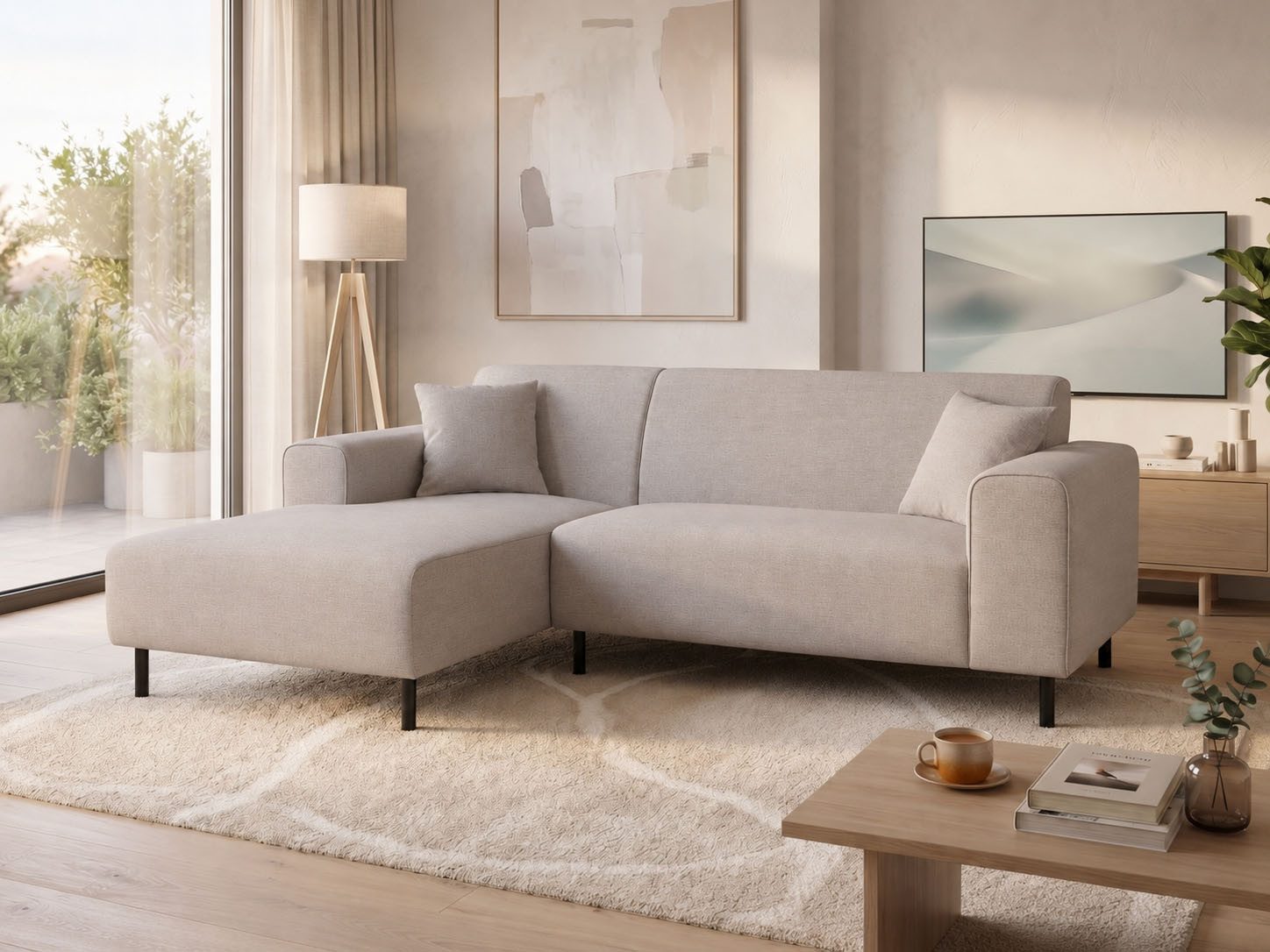 OTTO home Ecksofa ARROS L-Form mit Wellenunterfederung, Maße B/T/H: 235/163/81 cm, incl. Zierkissen, mit Recamiere rechts/links bestellbar, auch in Cord