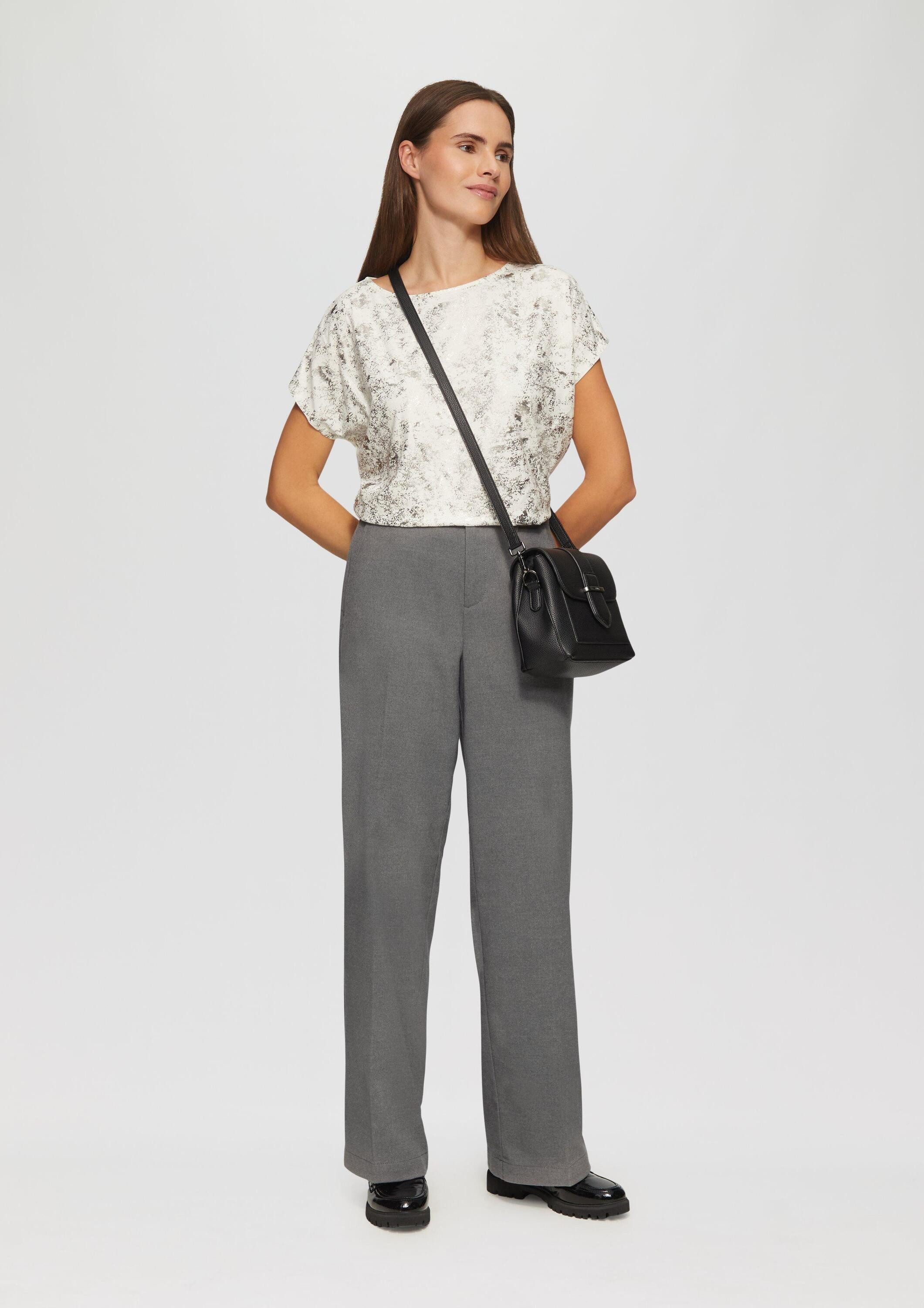 s.Oliver Chinos Hose Stoffhose mit Wide Leg und Bügelfalten