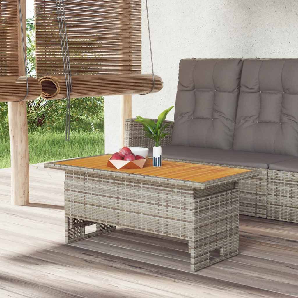 furnicato Gartentisch Echtholz 100 x 50 x 43/63 cm Grau (1-St), Höhenverstellbarer Outdoor-Tisch, witterungsbeständig für Terrasse