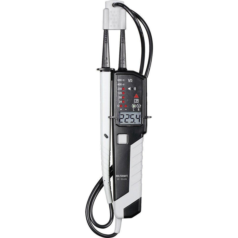 VOLTCRAFT Spannungsprüfer VOLTCRAFT VC-55 LCD Zweipoliger Spannungsprüfer CAT III 1000 V, CAT I, (VC-55 LCD)