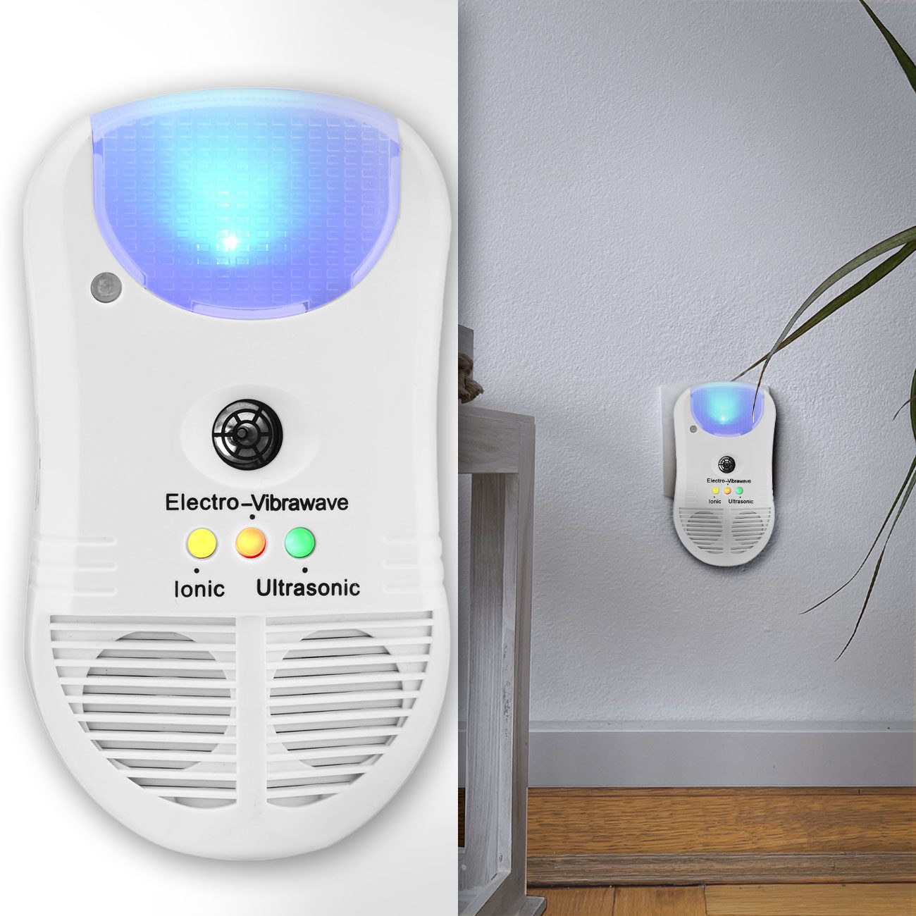Casativo Insektenfalle 3in1 Ultraschall Insektenvertreiber PIR Sensor Nachtlicht 30 qm 3 LEDs, Ultraschall-Frequenz 25 kHz, Leistung 2 Watt, 128 g