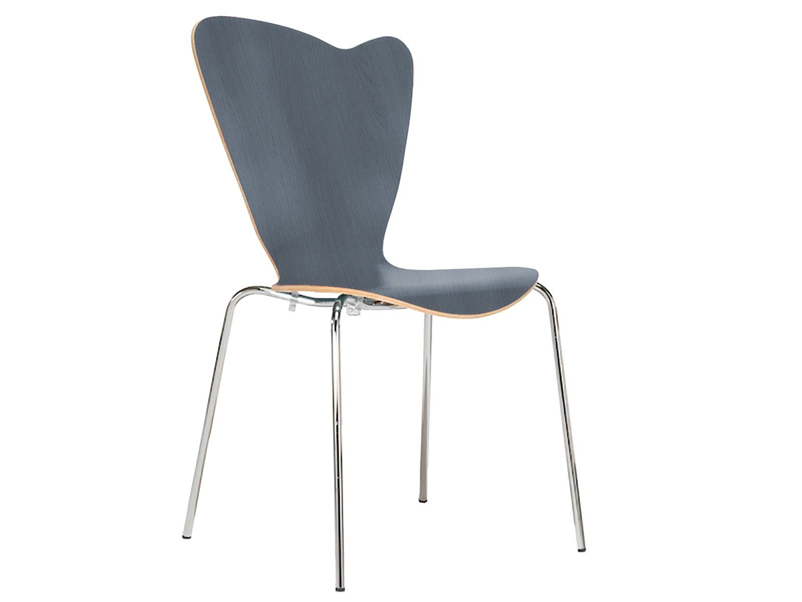 Mauser Sitzkultur Stapelstuhl, ergonomisch-er Schalenstuhl Wartezimmerstuhl, Gastro Bistro-stuhl Blau