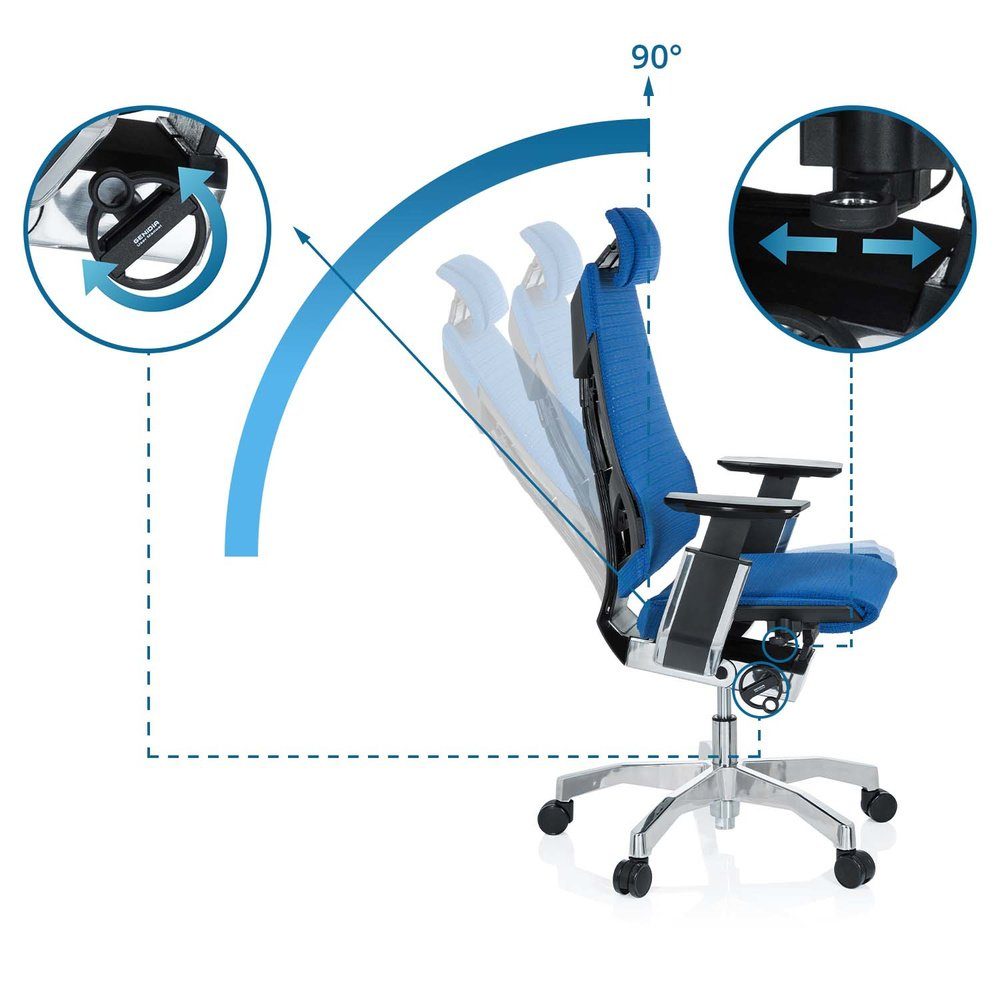 High Schreibtischstuhl End ergonomisch Blau hjh PRO Netzstoff Bürostuhl GENIDIA Drehstuhl OFFICE St), (1