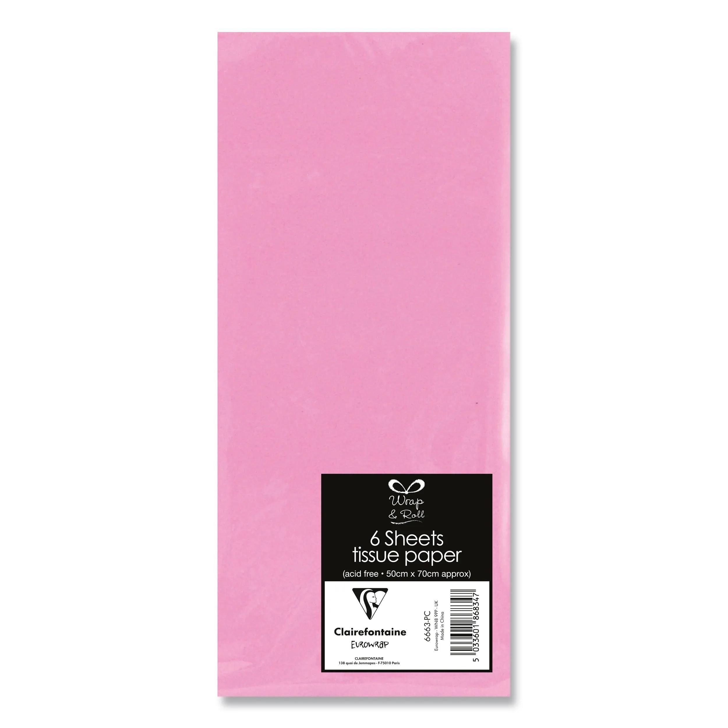 CLAIREFONTAINE Seidenpapier 12x Seidenpapier, Packung mit 6 Blatt 50x70 cm, rosa - Rosa 6663-PC, MISC