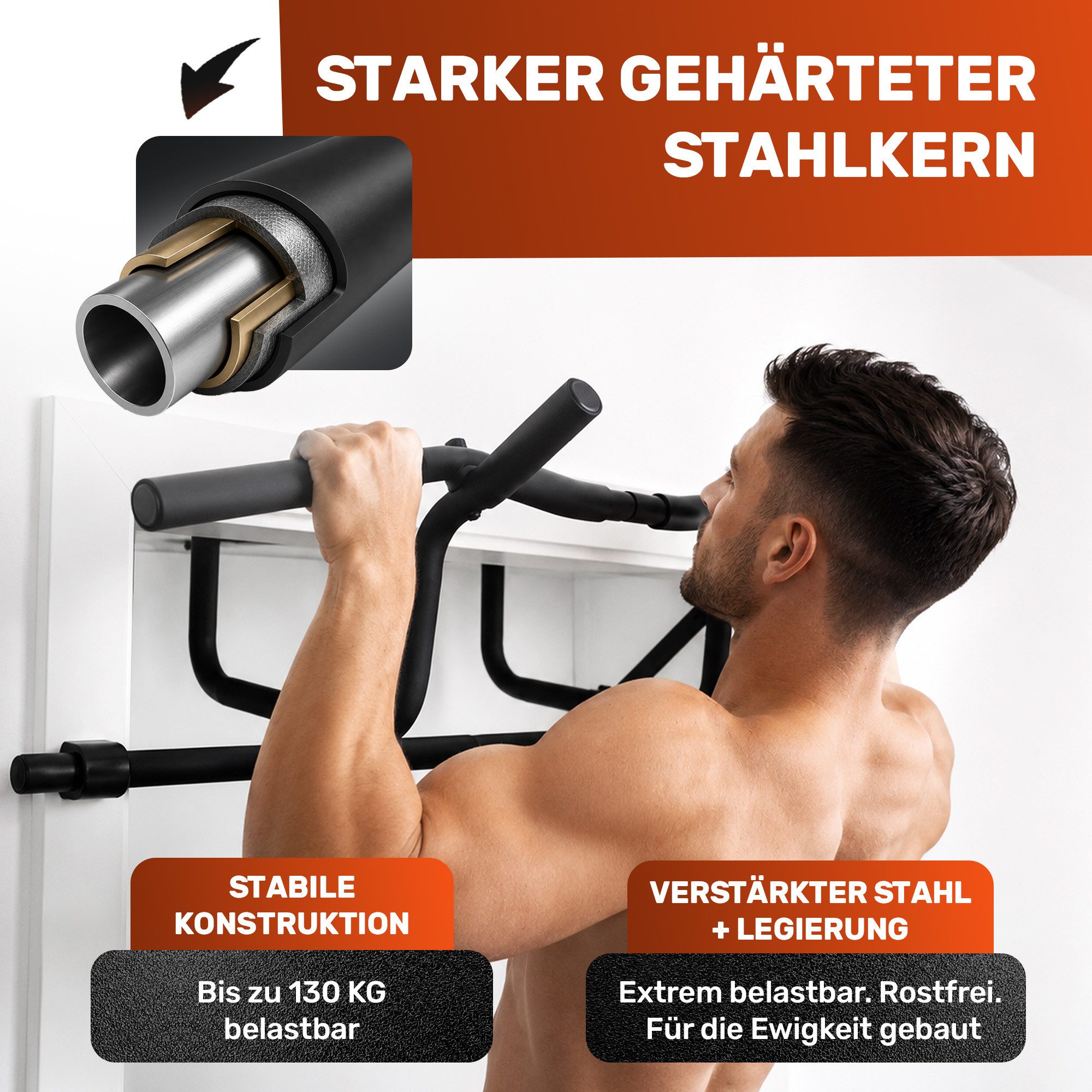 EVERLEVEN Klimmzugstange Klimmzugstange Türrahmen [ohne Schrauben] Fitness Stange für die Tür