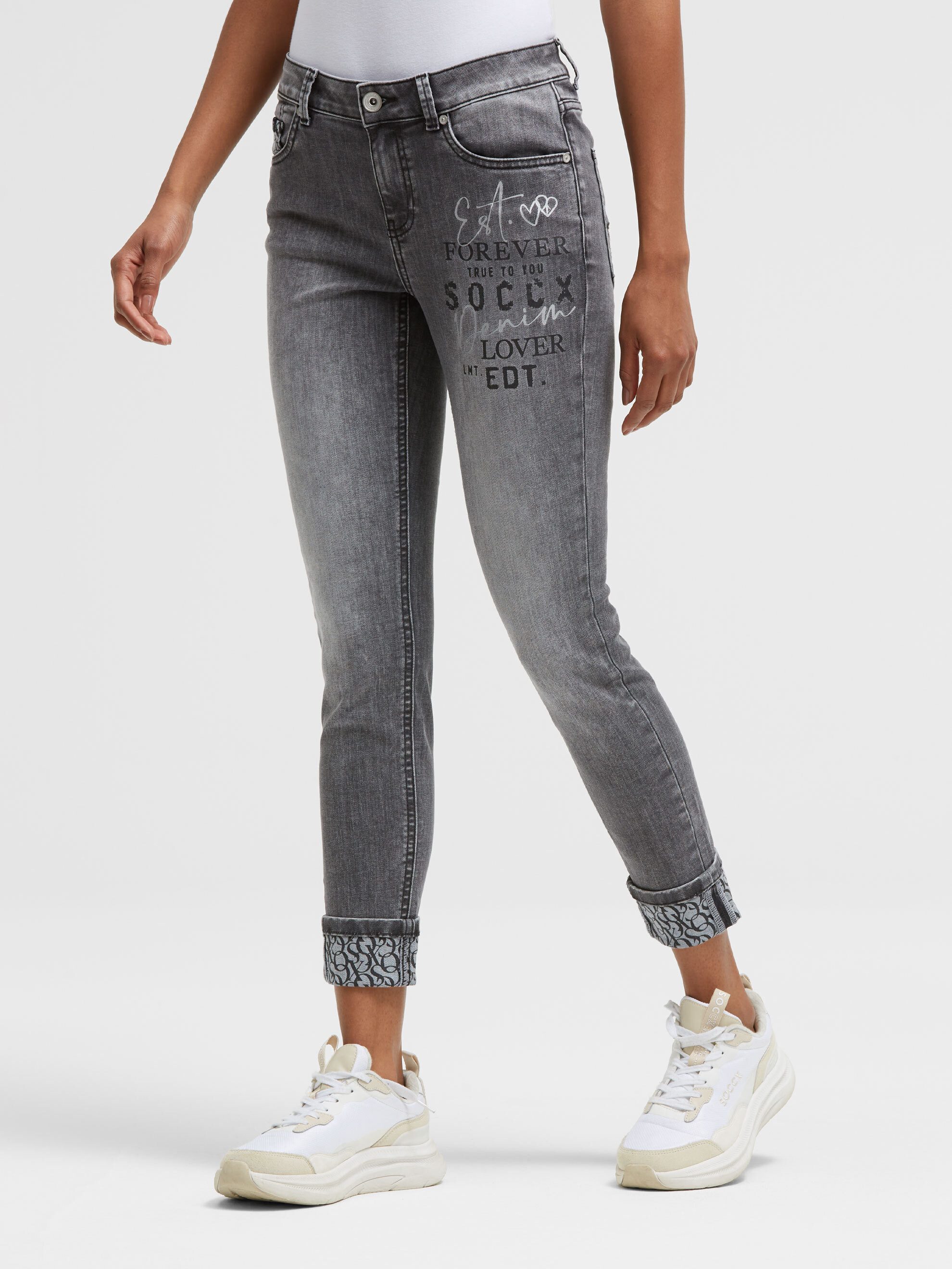 SOCCX Slim-fit-Jeans mit Turn-Up Saum