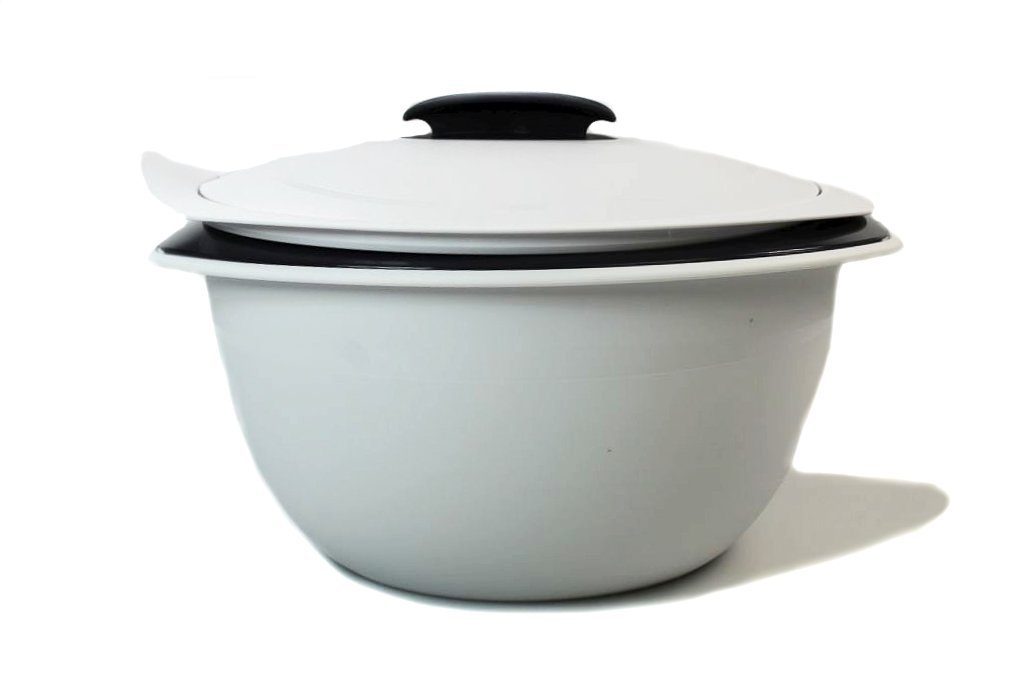 TUPPERWARE Servierschüssel Thermo-Duo 3,5 L Duo grau weiß + SPÜLTUCH