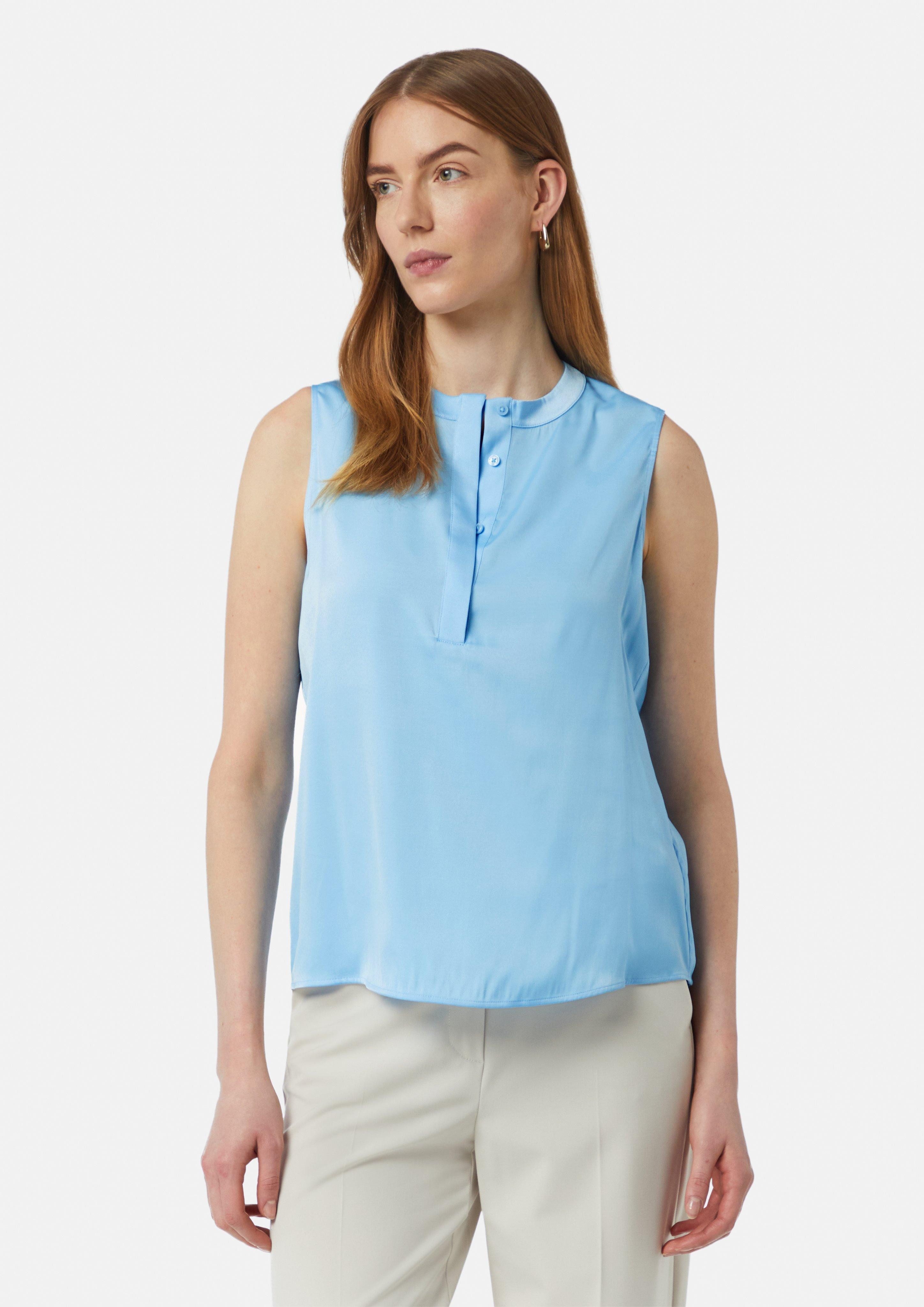 Blusentop Satin-Top mit verdeckter Knopfleiste
