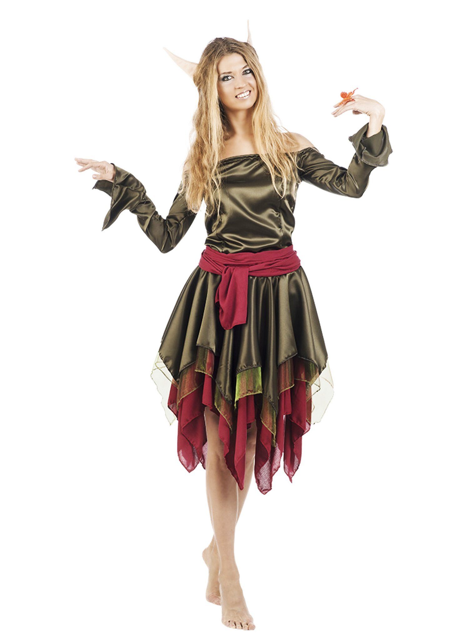 Limit Sport Kostüm Waldelfe, Seidig schimmerndes Kostüm für fantastische Anlässe