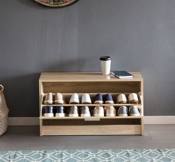 KADIMA DESIGN Schuhschrank Holz Schuhkipper Bank mit Ablagefach & 2 Unterfächern