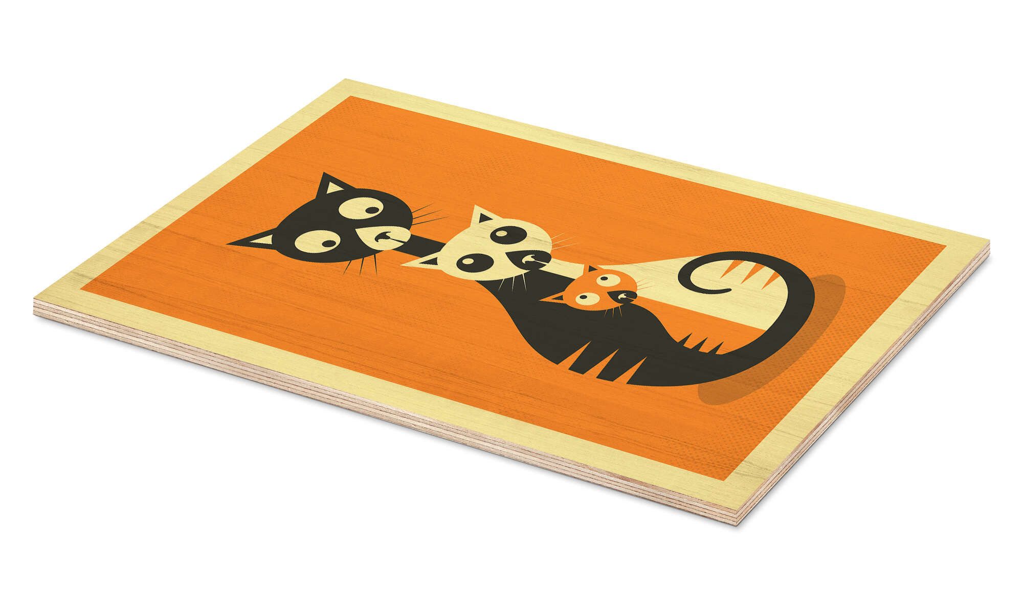 Posterlounge Wandbild DREI KATZEN, Jazzberry Blue, erhältlich als Poster, Leinwandbild, Wandsticker oder Acrylglasbild