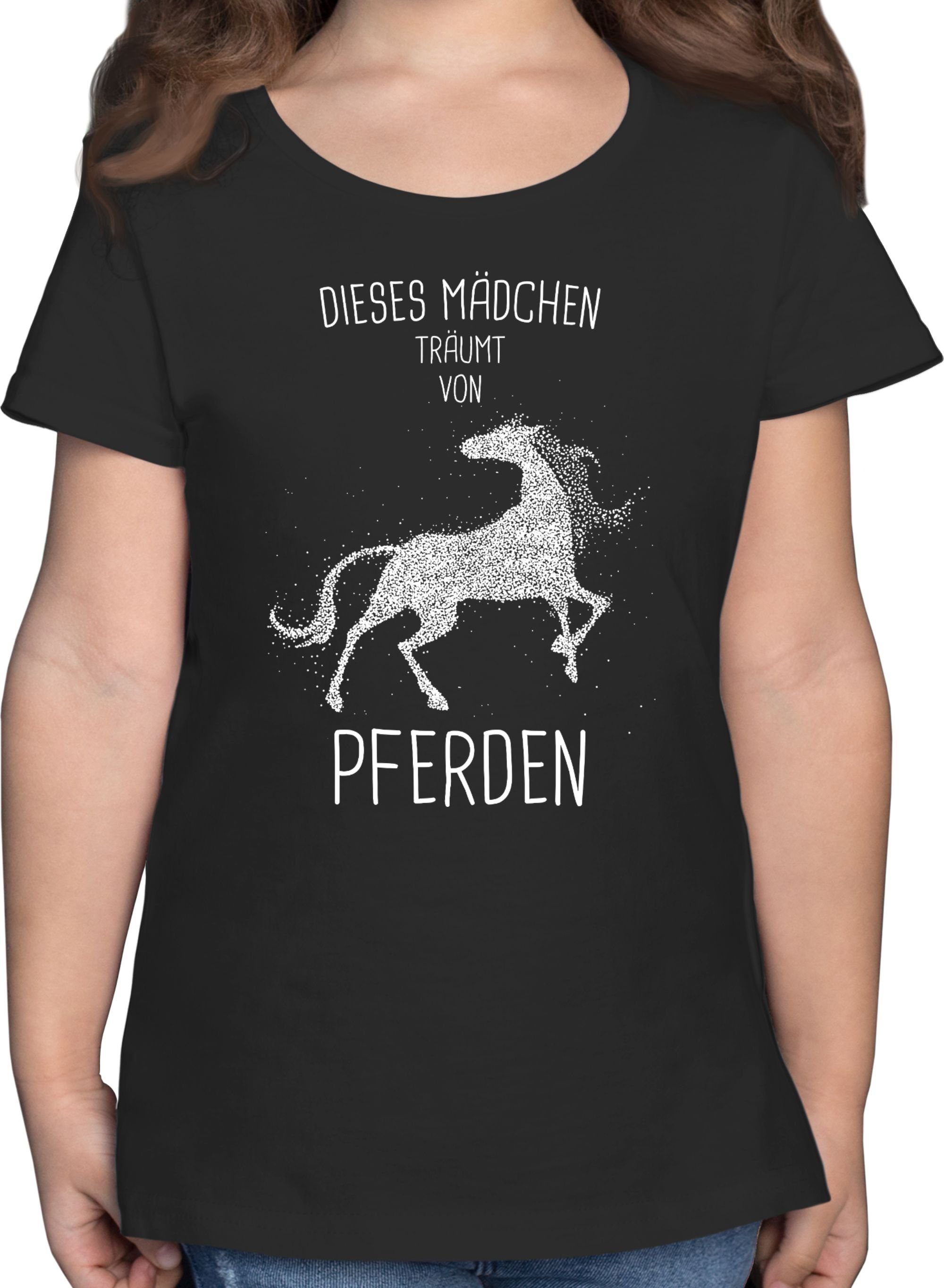 Shirtracer T-Shirt Dieses Mädchen träumt Schwarz Pferd von Pferden 3