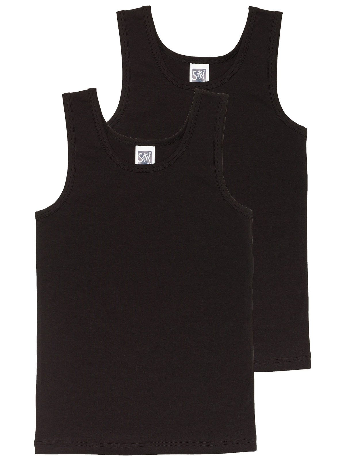 Sweety for Kids Unterhemd 2er Sparpack Knaben Sportshirt Single Jersey (Spar-Set, 2-St) hohe Markenqualität schwarz