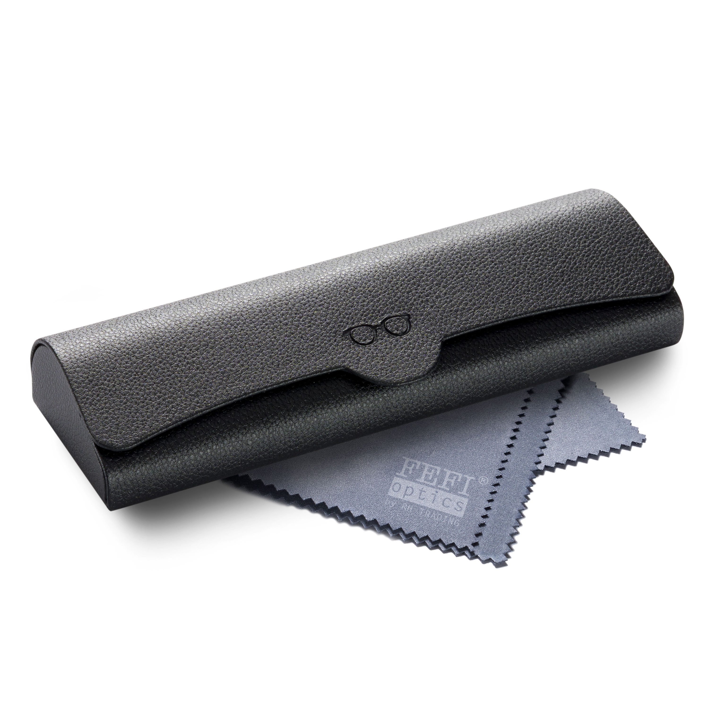 FEFI Brillenetui Hardcase (Metalletui) mit Kunstleder und Magnetverschluss, Set aus 1 Etui + hochwertigem Mikrofasertuch