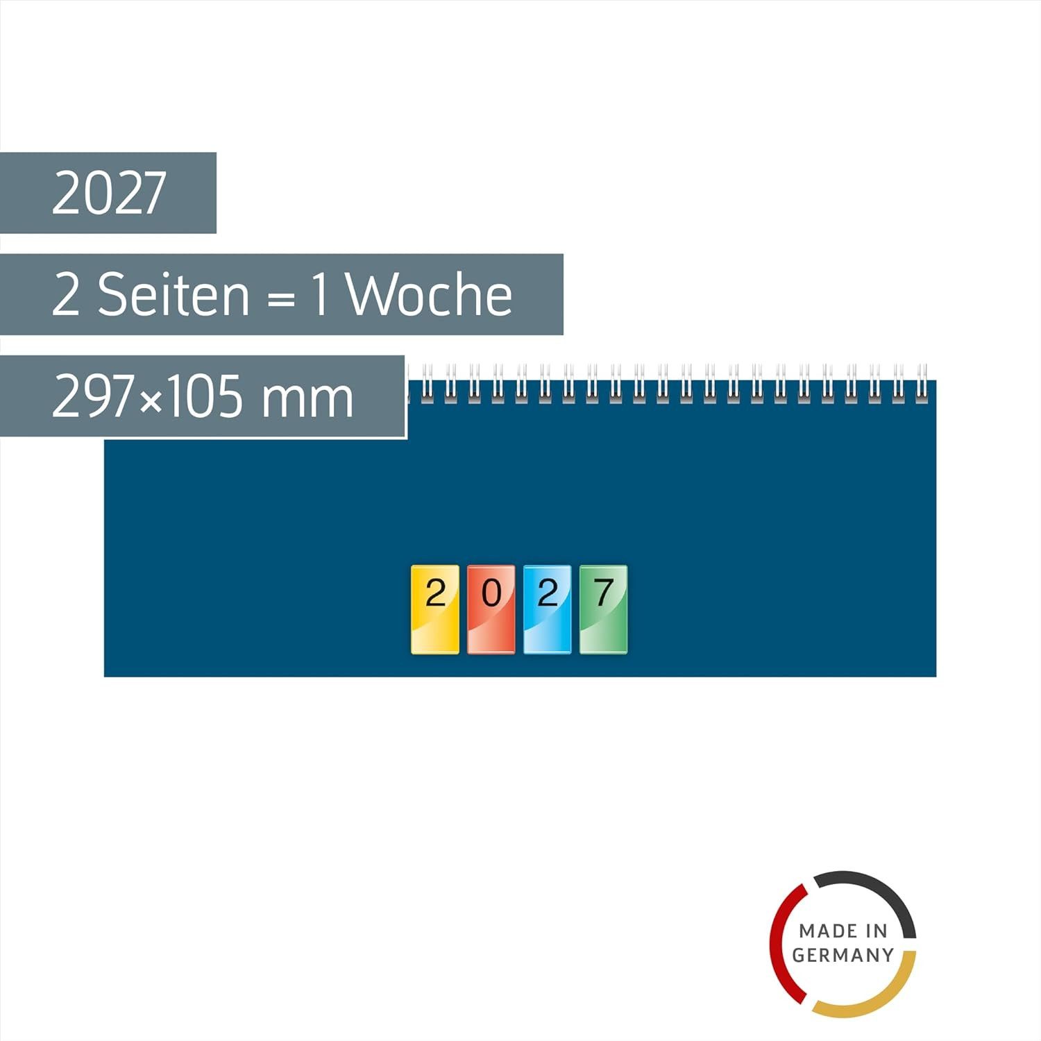 BRUNNEN Querkalender BRUNNEN Querterminbuch DATAline 772 2027 Karton, blau