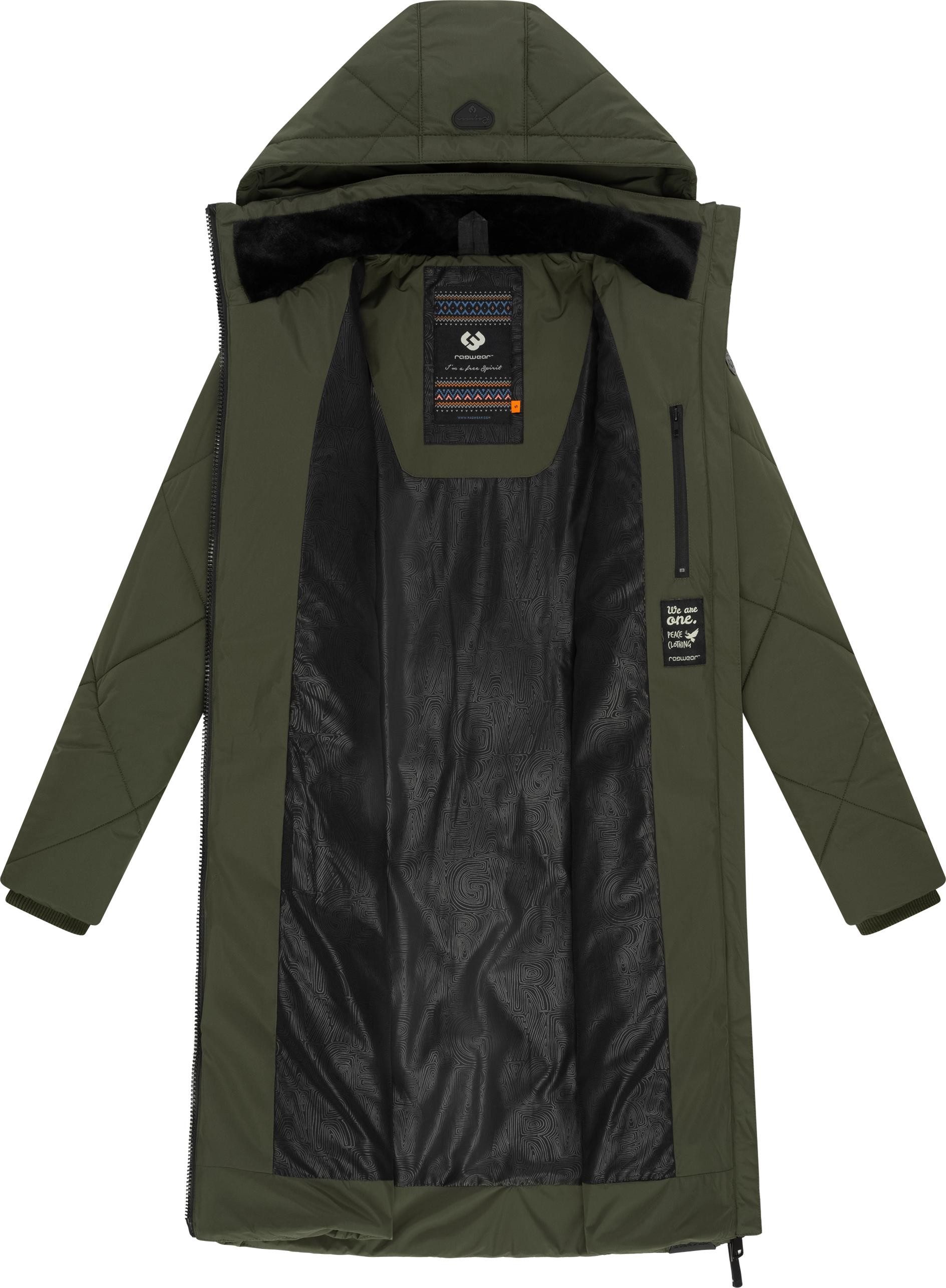 Ragwear Steppmantel Rebela stylischer Winterparka mit abnehmbarer Kapuze