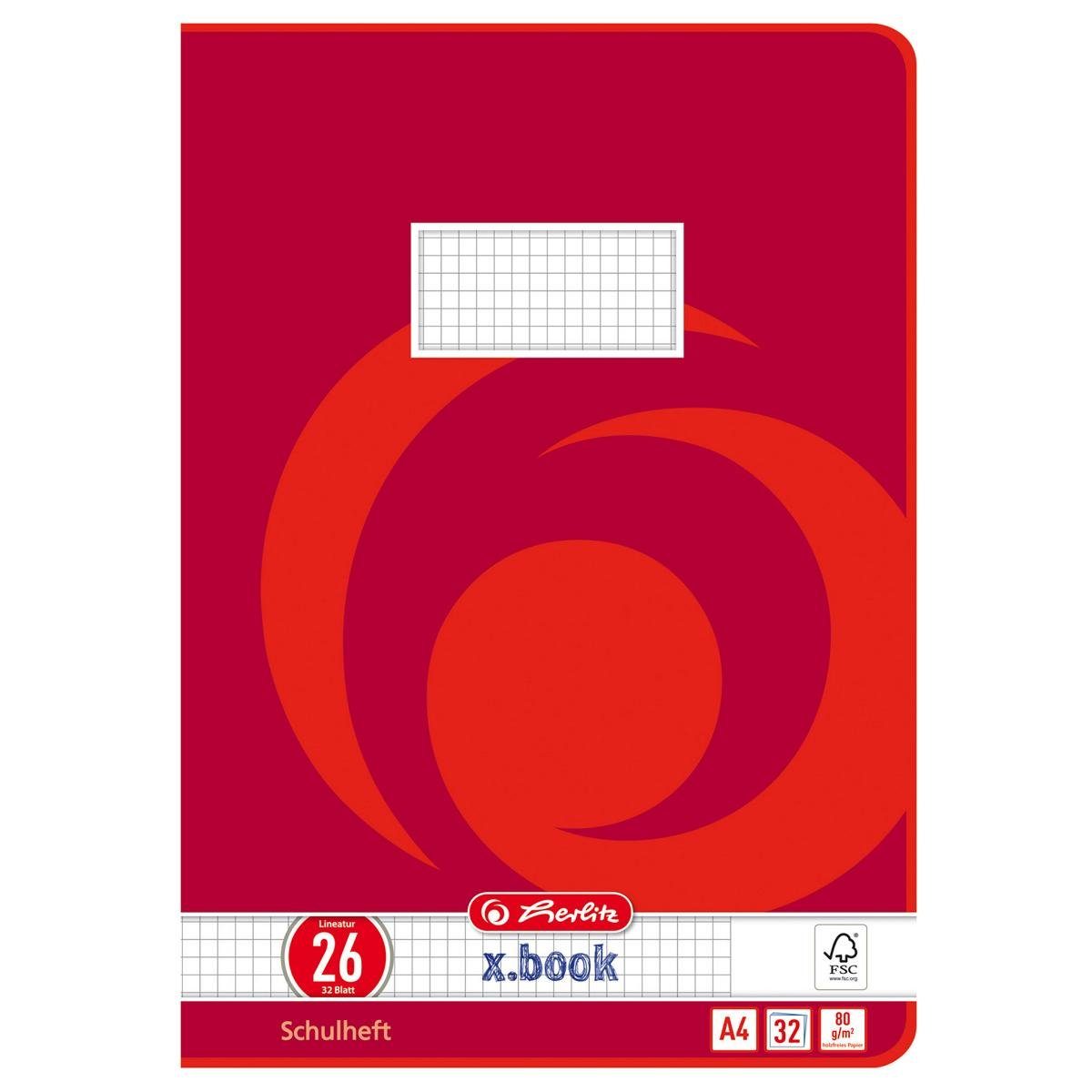Herlitz Schulheft 5 Herlitz Schulhefte / DIN A4 / 32 Blatt / Lineatur 26