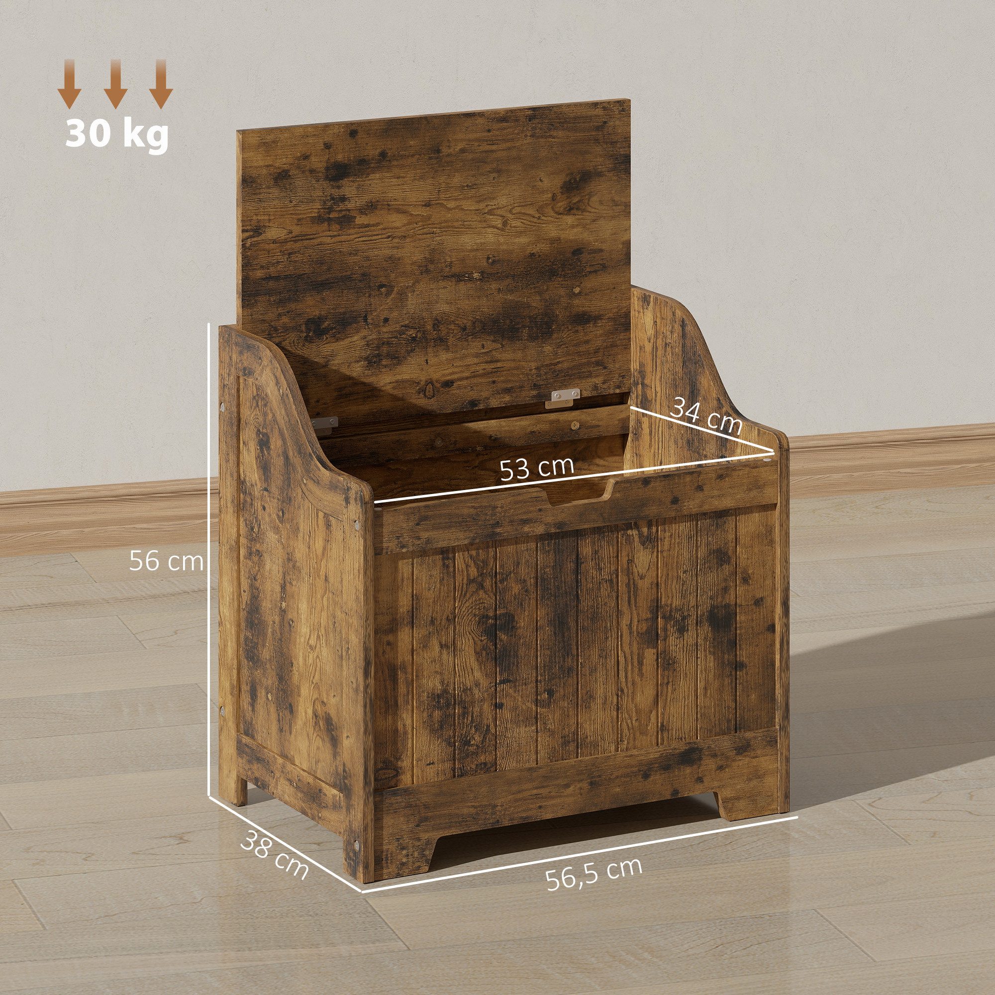 HOMCOM Truhe Aufbewahrungsbox Aufbewahrungstruhe mit Deckel (Set, 1 St., 1er-Set), 61L Stauraum, Sicherheitsscharnier