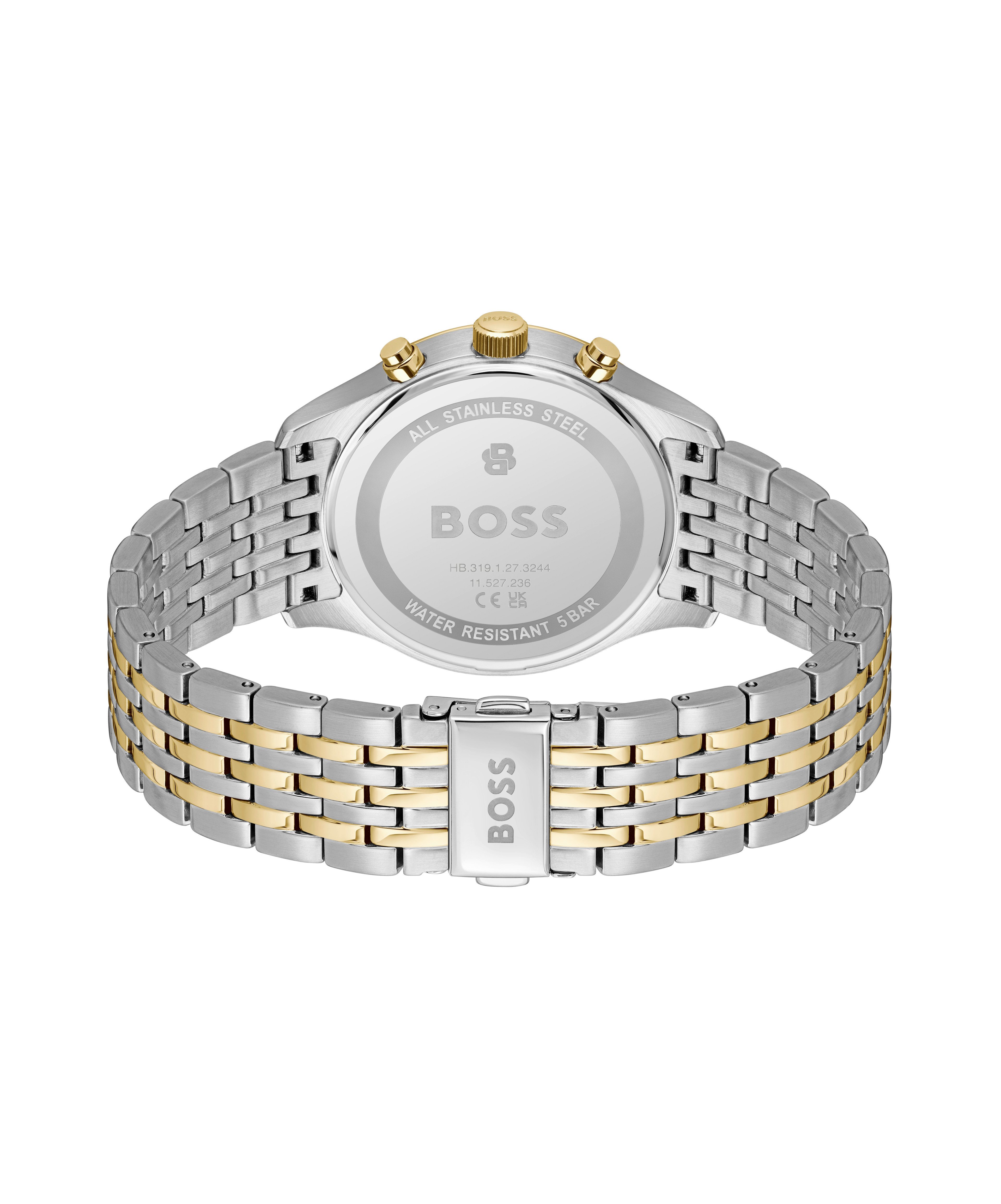 BOSS Chronograph STRATUS 1514329, Quarzuhr, Armbanduhr, Herrenuhr, Edelstahlarmband, analog, Tag