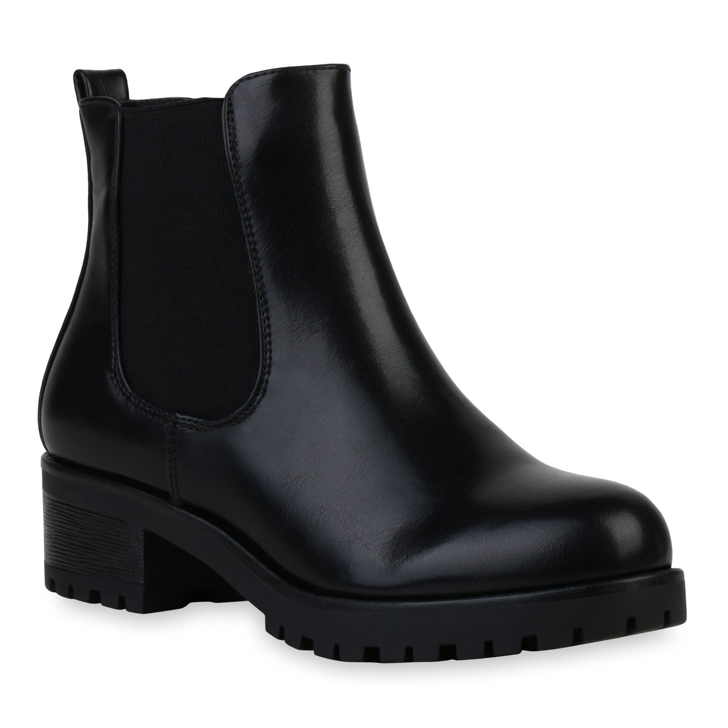 VAN HILL 836401 Chelseaboots Damen Chelsea Boots Grace Plateau-Stiefeletten mit Blockabsatz