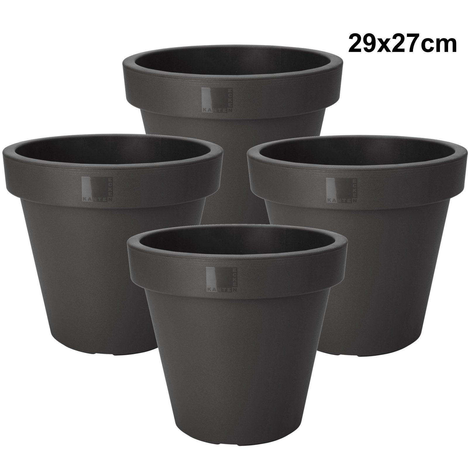 Koopman Blumentopf Blumenkübel Pflanzkübel 3 Größen 2/4 er Set (Set, 4 St., Packung), 4 Stk., Indoor & Outdoor, Schwarz, Kunststoff, Übertopf Garten