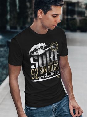 Neverless Print-Shirt Herren T-Shirt Surf California Aufdruck San Diego Welle Fashion Streetstyle Neverless® mit Print