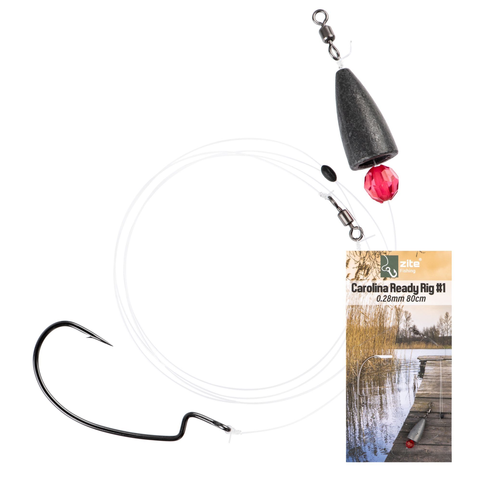 Offset-Haken Carolina Ready-to-Fish Rig #1 & #2/0 Fertigmontage Raubfischangeln