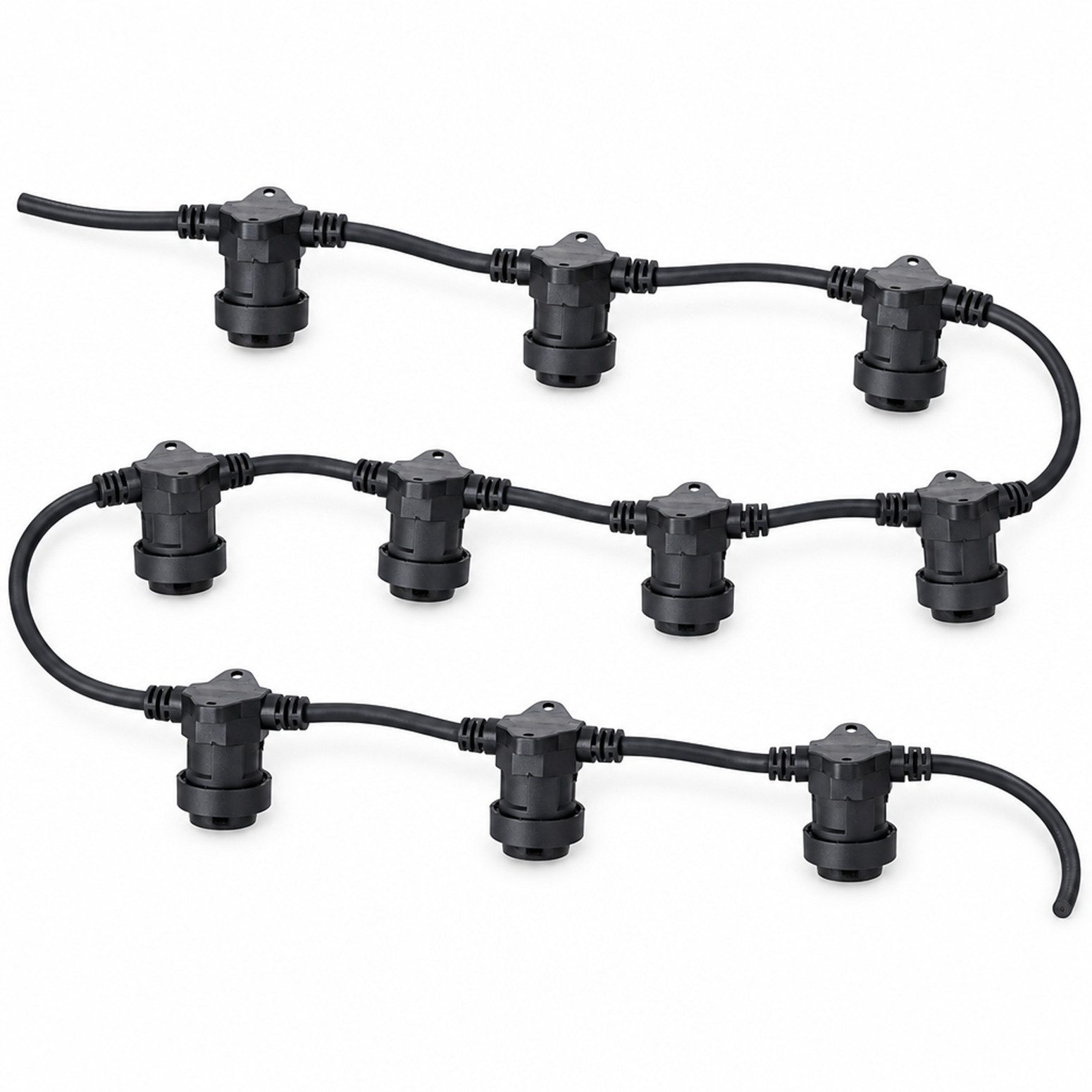 STAR TRADING LED-Lichterkette Lichterkette Extra Connecta, Lichterkette außen, 7,3 m, 10 B22-Fassungen, IP44, koppelbar, Schwarz
