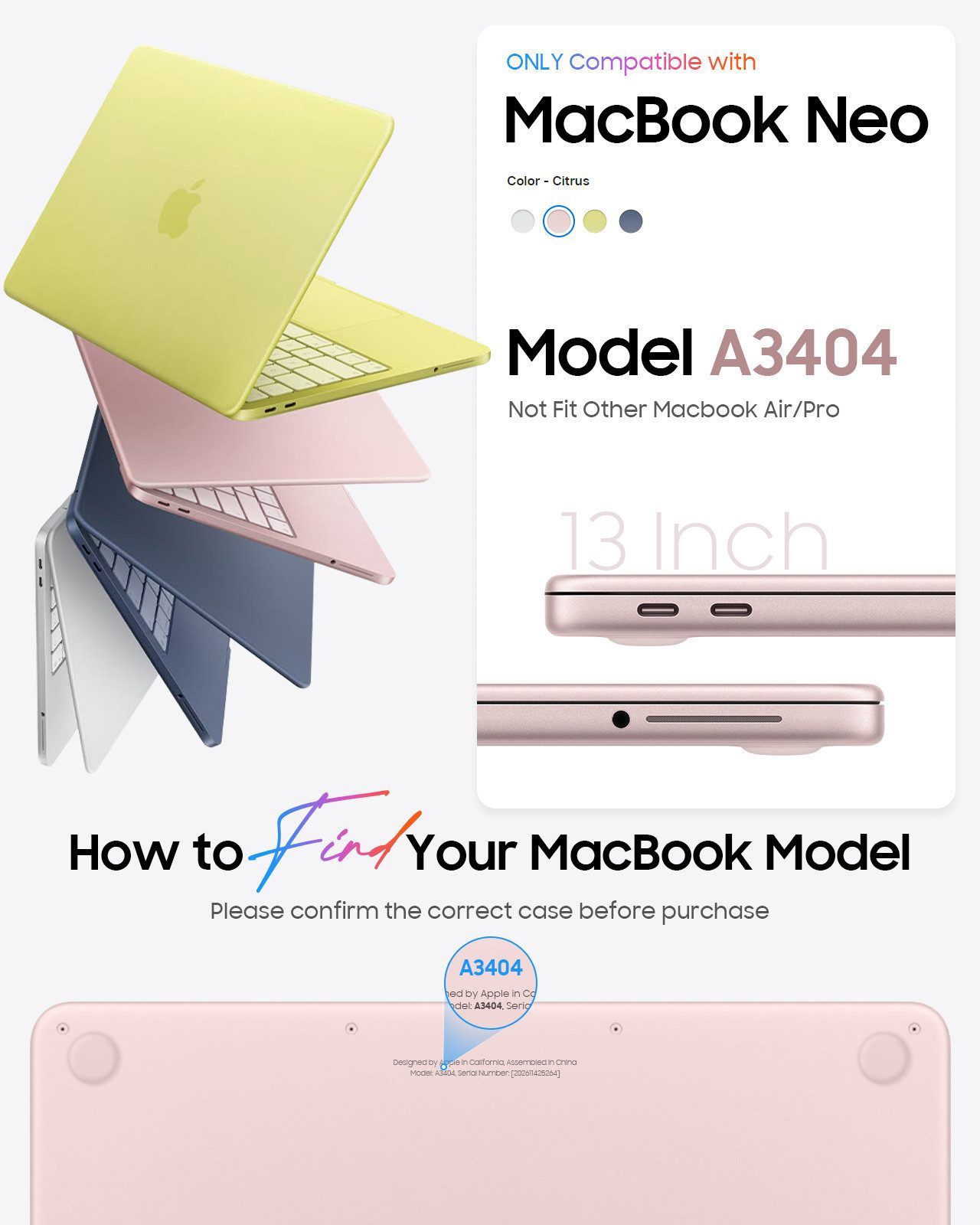 Fintie Tablet-Hülle für MacBook Neo 13 Zoll A3404 A18 Pro Chip Ultradünne Matte Hartschale, [100% Entspricht der Offiziellen Farbe] Premium Schutzhülle