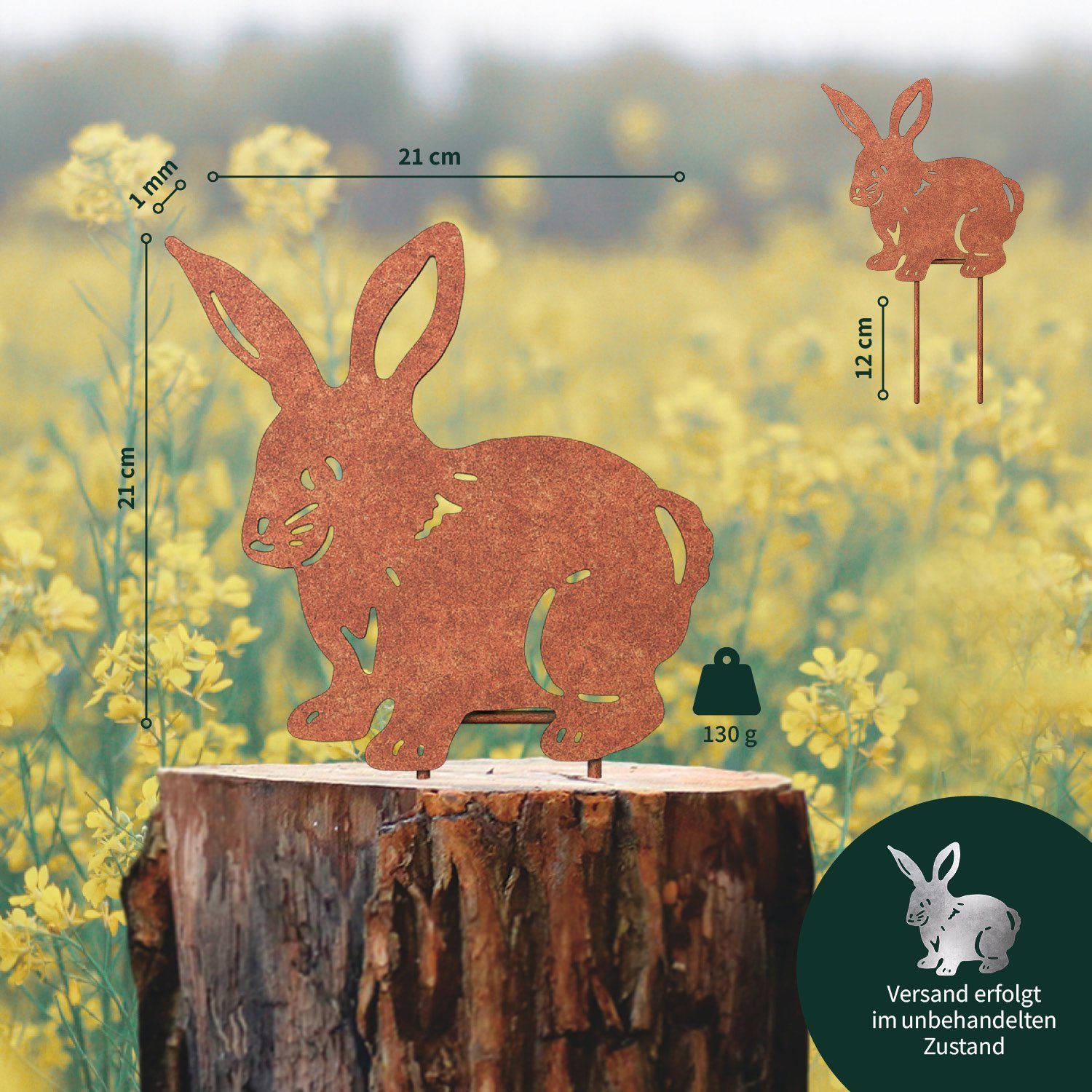 Kaninchen Blumenstecker verschiedenen VERDOBA (silber) Rost, in Gartenstecker Gartenfigur Designs