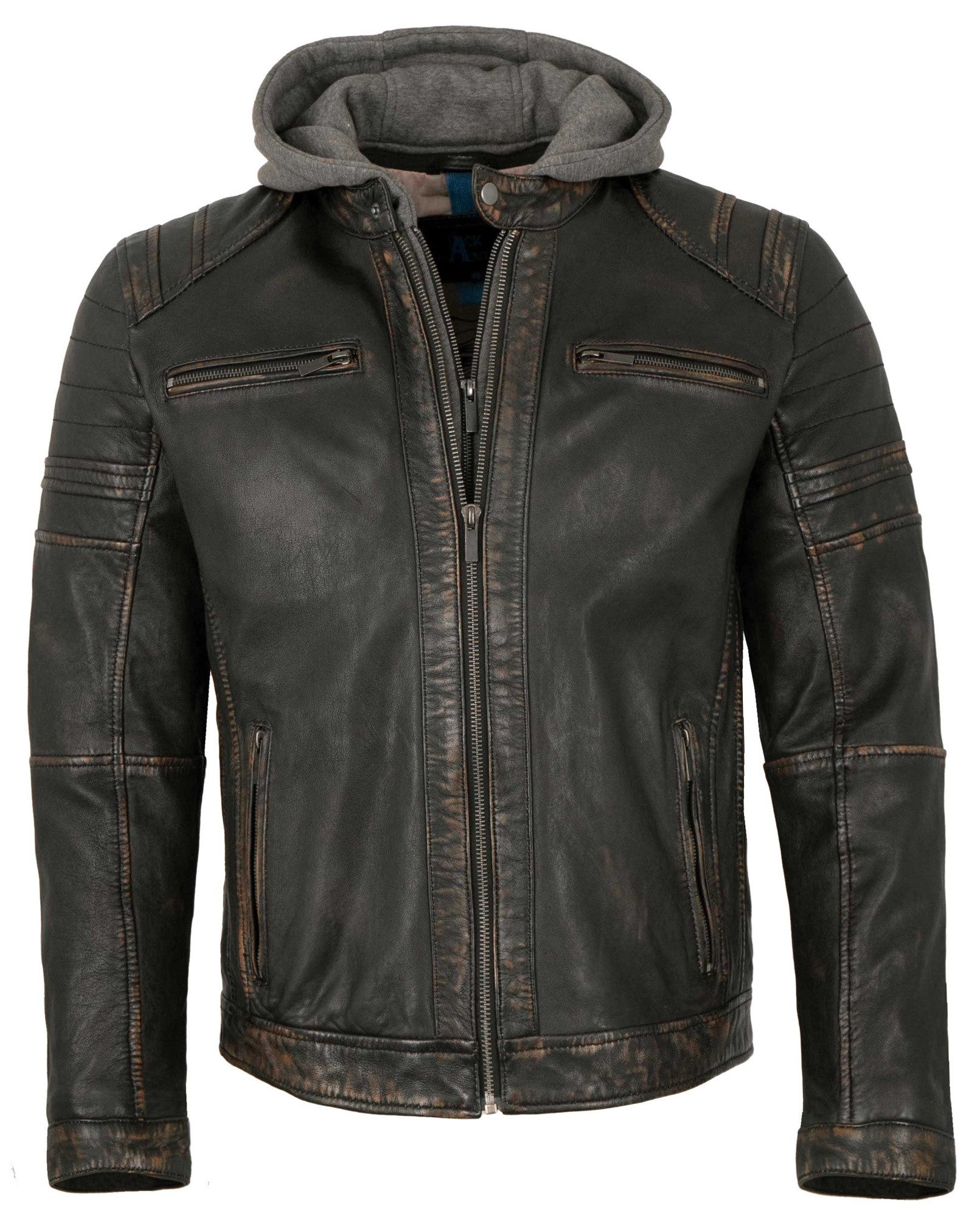 Lederjacken24 Lederjacke Zenon-1 Herren Lederjacke Lammnappa Bikerjacke Kap günstig online kaufen