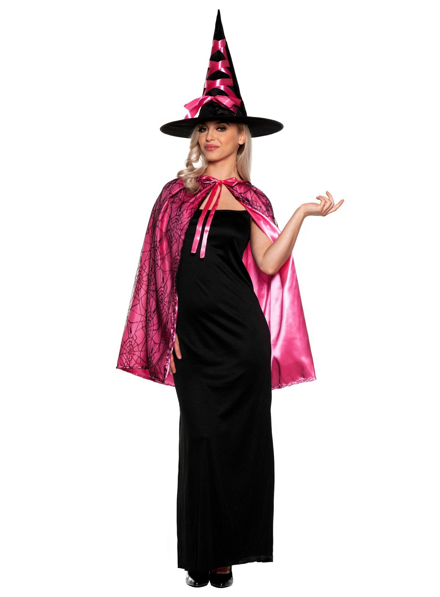 Underwraps Kostüm Hexenhut & Cape Set pink, Einfache und schnelle Verkleidung sowie unverzichtbares Accessoire fü