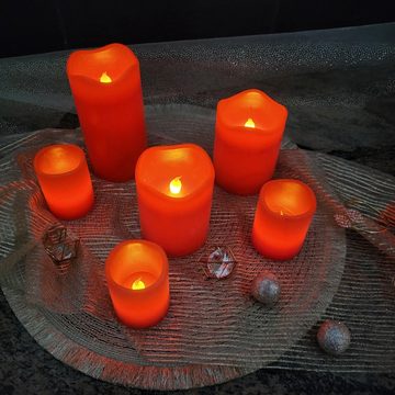 ToCi LED-Kerze 4er Set LED Kerzen Rot Timer Echtwachs Kerzen mit flackernder Flamme