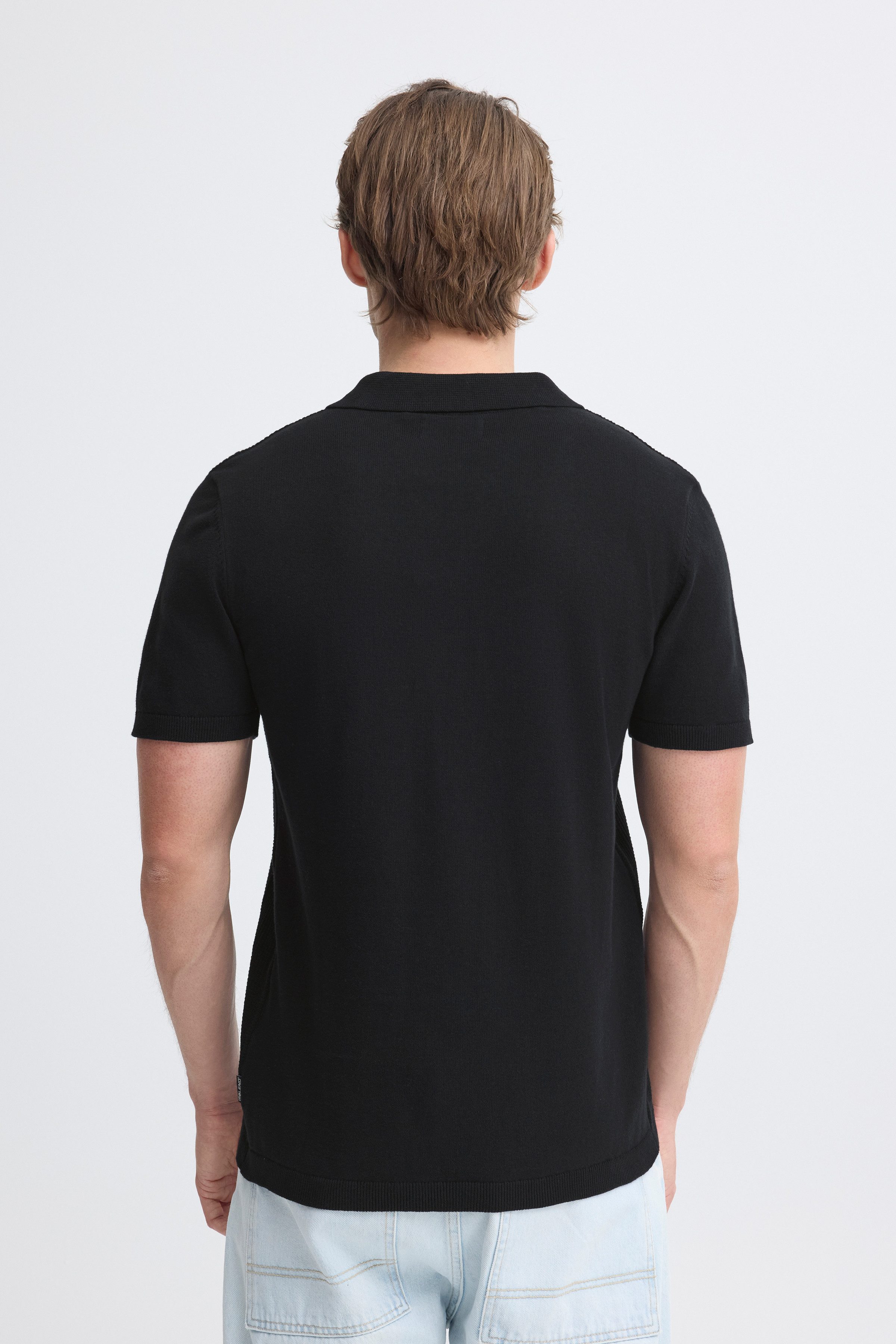 Blend Polokragenpullover BHBARON SPLIT POLO PPNOOS aus Baumwolle, Regular Fit, unifarben, Kurzarm, mit V-Ausschnitt