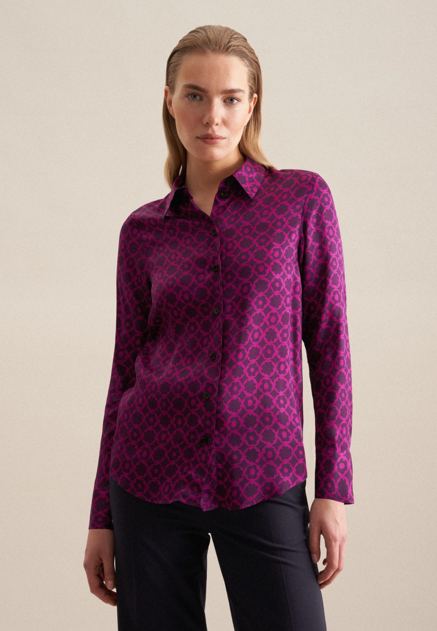 seidensticker Hemdbluse Schwarze Rose Langarm Kragen günstig online kaufen
