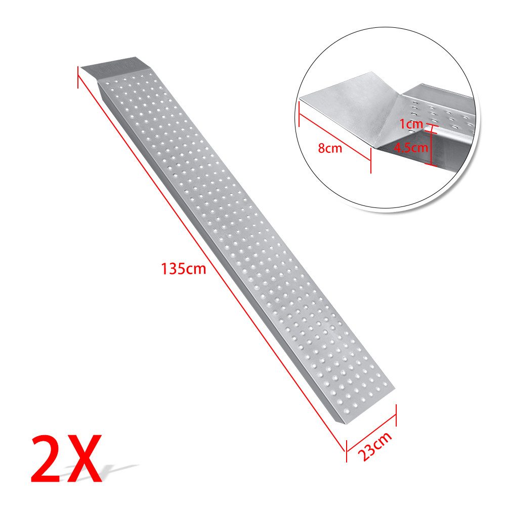 FIVMEN Auffahrrampe Laderampe Verladerampe 2 x Rollstuhlrampe Stahl Motorradrampe Rampe (135cm / 160cm), für PKW, Anhänger, Treppe, Fahrrad Max 400 kg
