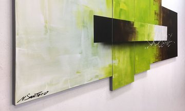 WandbilderXXL XXL-Wandbild Green Day 210 x 80 cm, Abstraktes Gemälde, handgemaltes Unikat