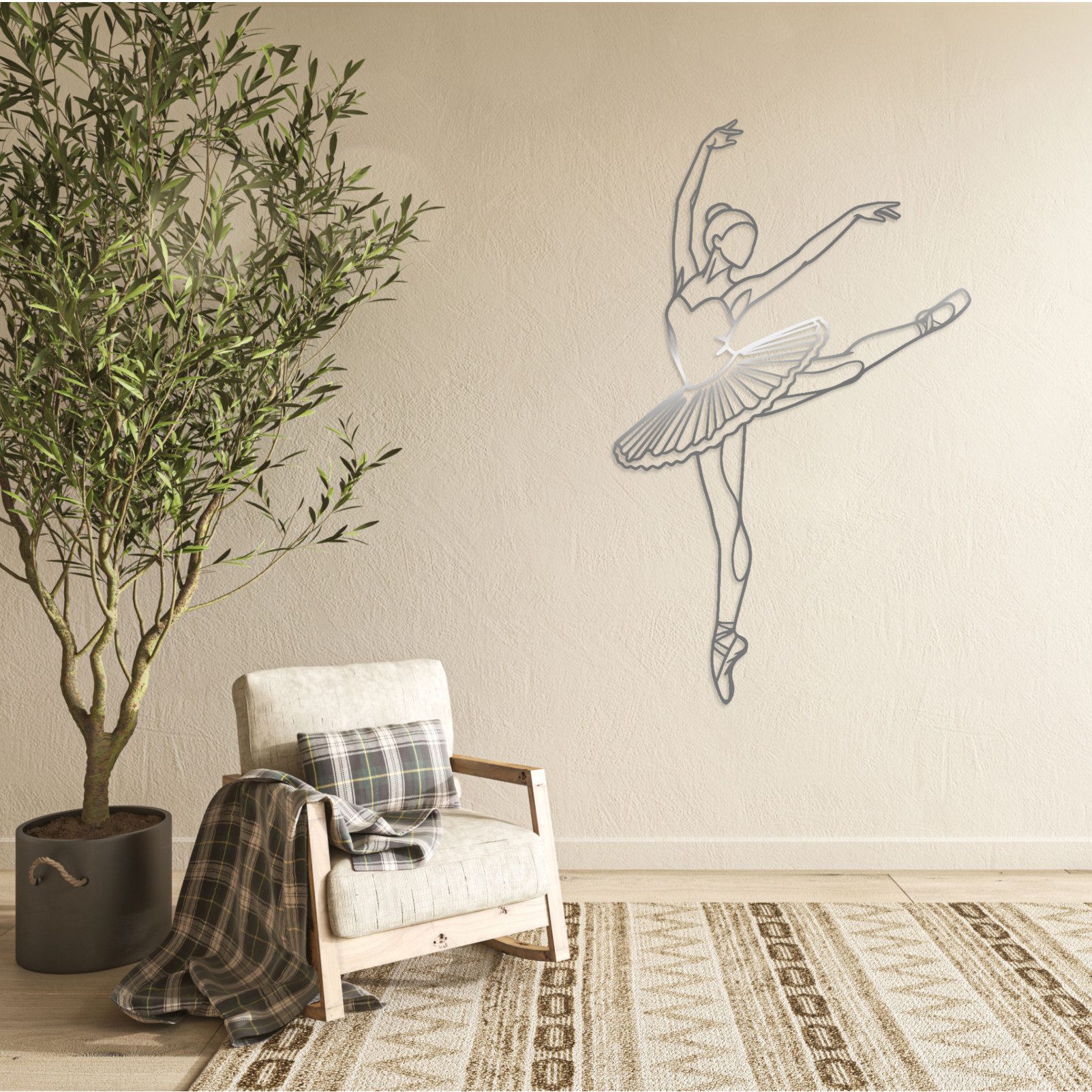 Jumpeak Wanddekoobjekt Wanddekoration mit Balletttänzerinnen, Tanz, Eleganz, Linienkunst, Metall, 4 Farben, 3Größen, Wanddekoration für das Wohnzimmer,Romantik