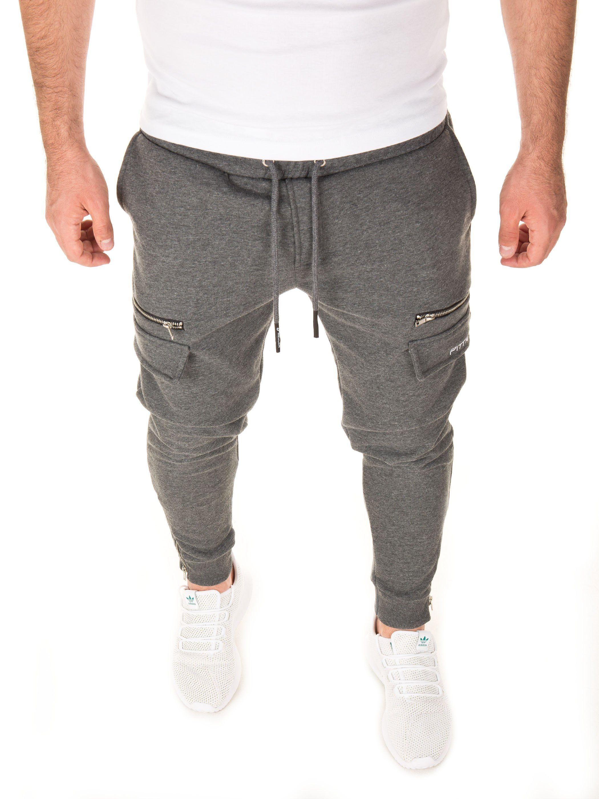 Pittman Sweatpants Bruno Bund elastischem Pants Track (castlerock mit Dunkelgrau und Kordelzug Cargo (180201))